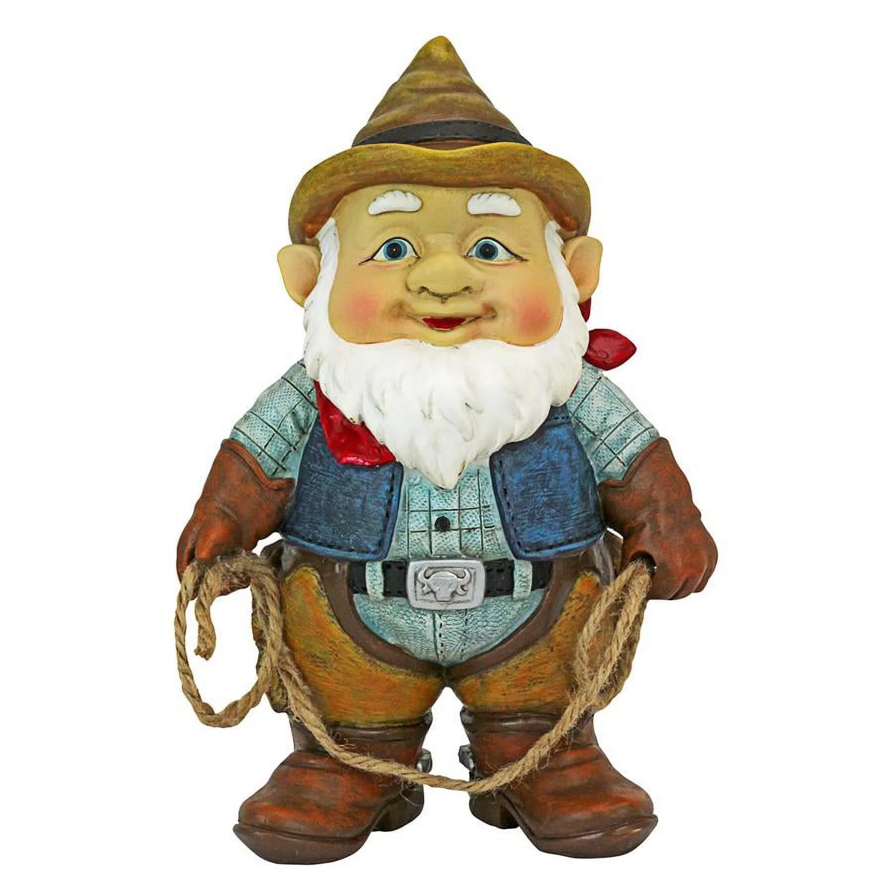 Garden Gnome Statue - Country Cowboy Klaus Garden Gnome - Lawn Gnome