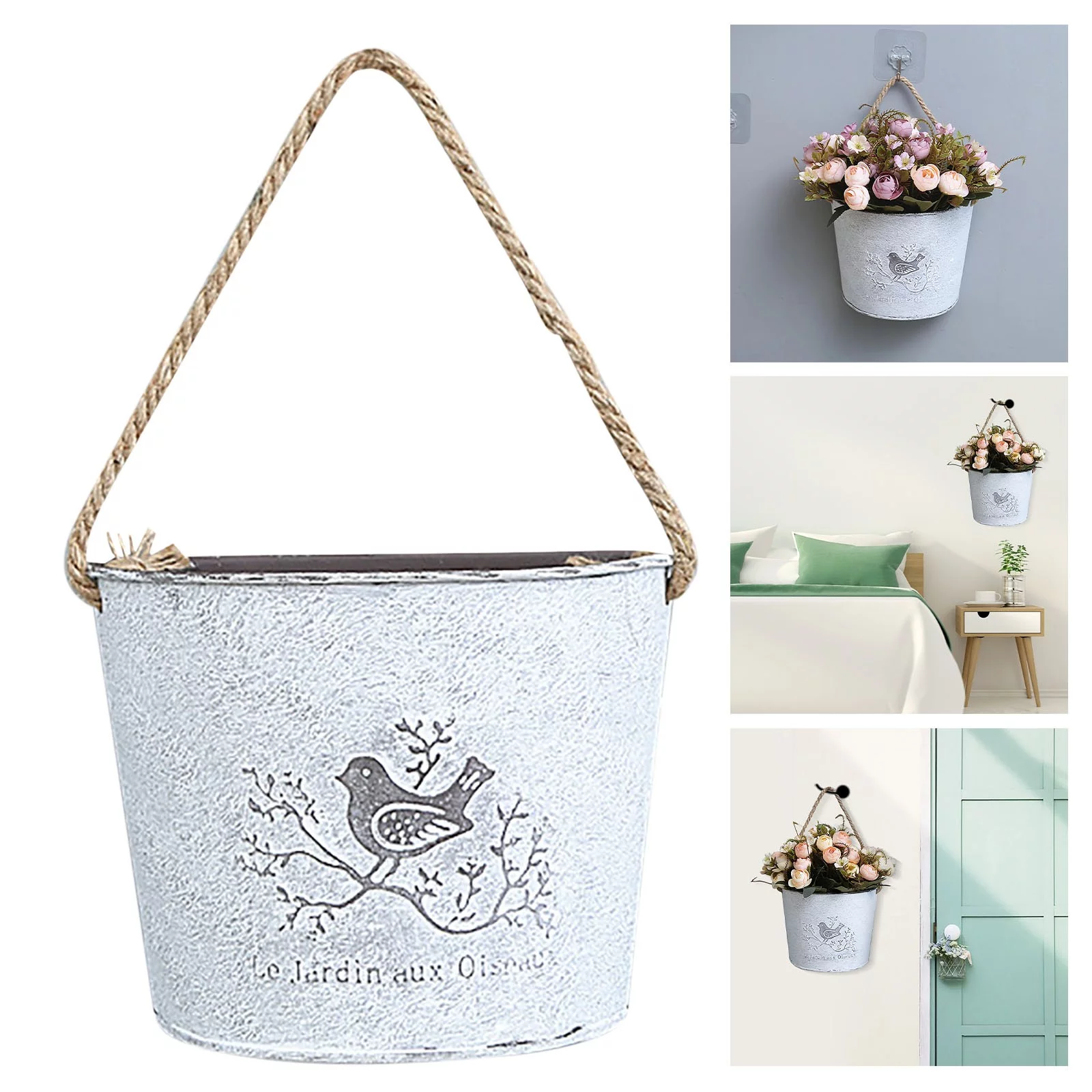 pdqouc Vintage Pots American Idyllic Wall Hanging Flowerpot Retro Wall Flower Basket Decoration for Home Rustic Farmhouse Decoration for Indoor&Outdoor Small Plants