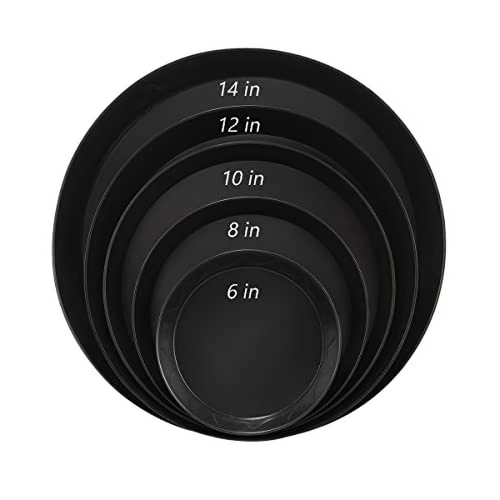 GROWDOTS 10 Pack Plant Saucer Plant Tray Drip Trays 8 inch Round Black Plastic Flower Planter Saucers Plant Drainage Tray for Indoor Outdoor Garden