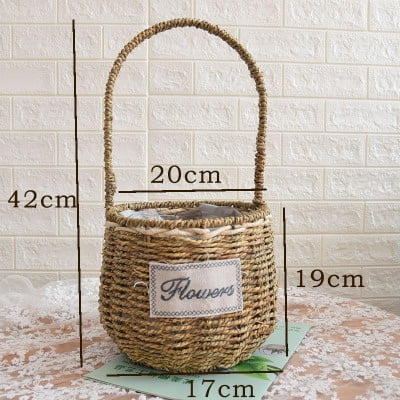 Flower Basket Straw Rattan Basket Flower Arrangement Wall Flower Pots Green Plants Succulent Pots Rustic Rattan Flower Basket