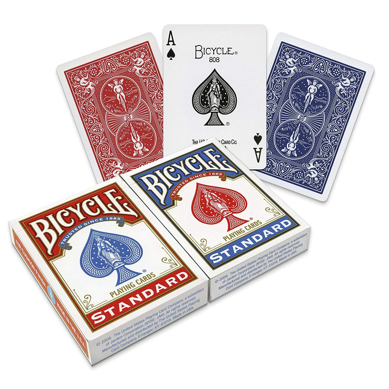 Bicycle Poker Size Standard Index Playing Cards (2-Pack) [Colors May Vary: Red, Blue or Black]