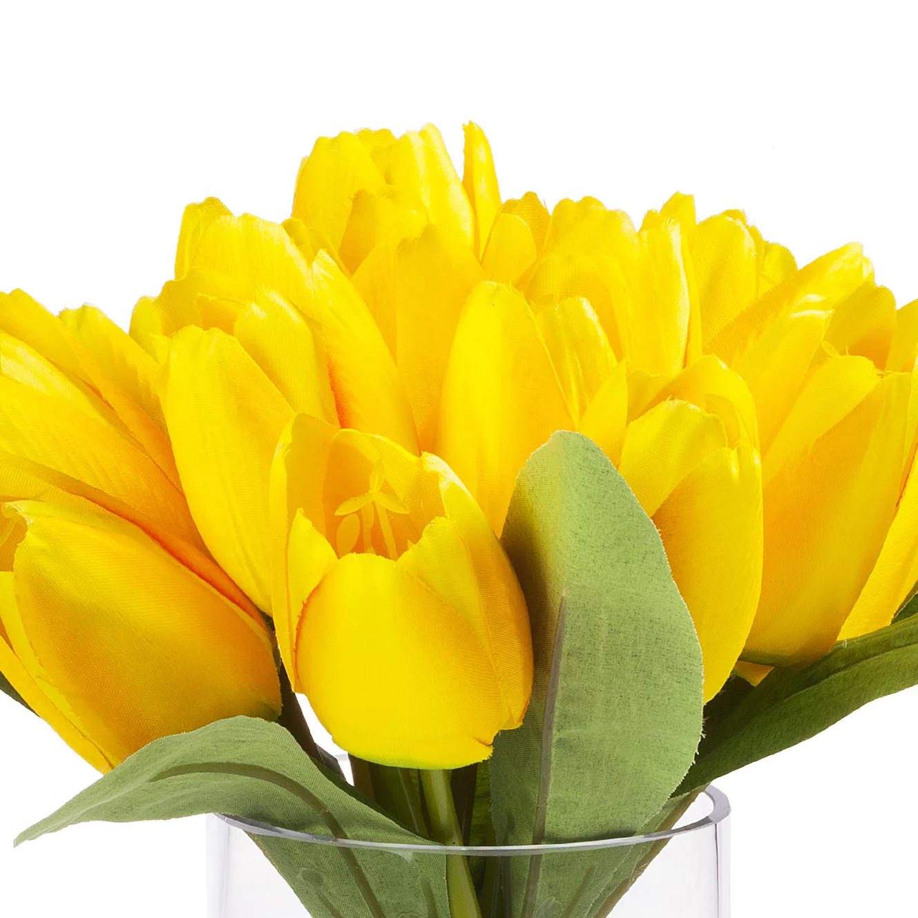 Enova Home 18 Head Silk Tulip Flower in Glass Vase With Faux Water