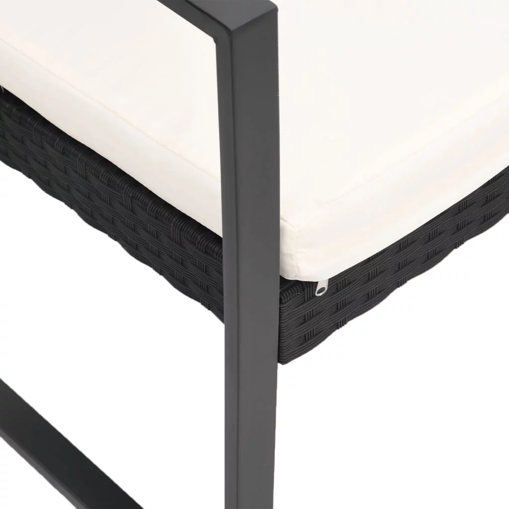 5 piece Patio Dining Set with Cushions Black PP Rattan