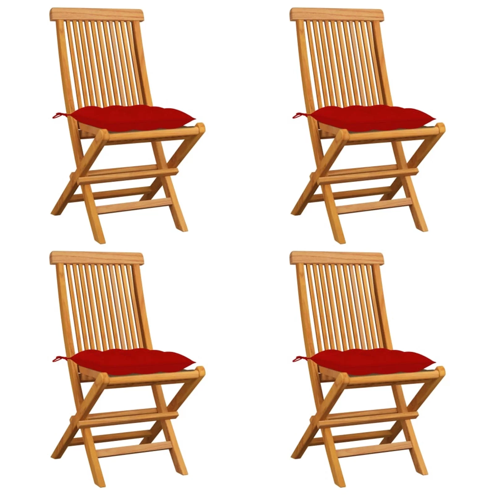 Aibecy Patio Chairs with Red Cushions 4 pcs Solid Teak Wood