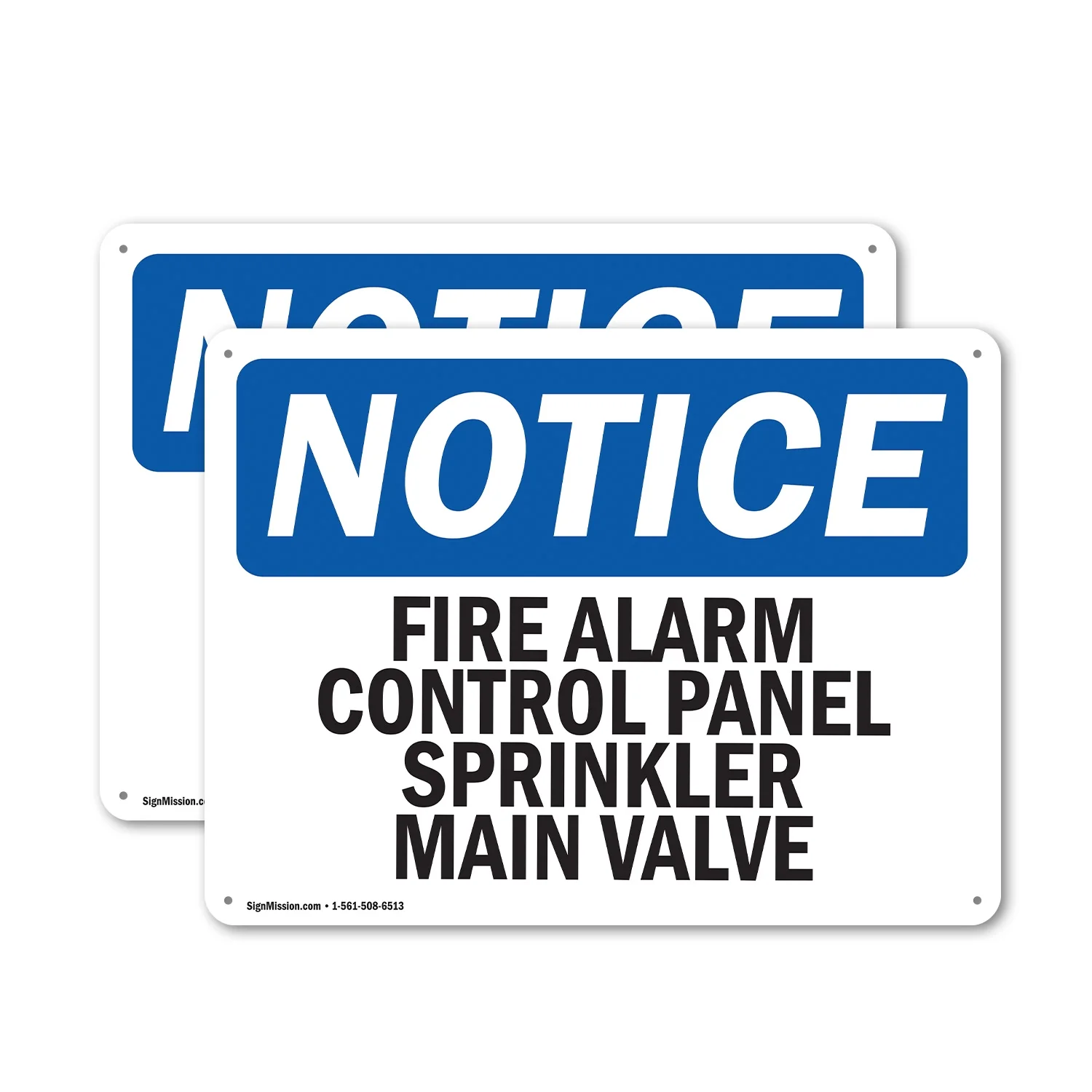 (2 Pack) Fire Alarm Control Panel Sprinkler Main Valve OSHA Notice Sign 24 Inch X 18 Inch Plastic Sign, Weather Resistant, UV Protected for Workplace, Business, and Construction Site, Made in the USA