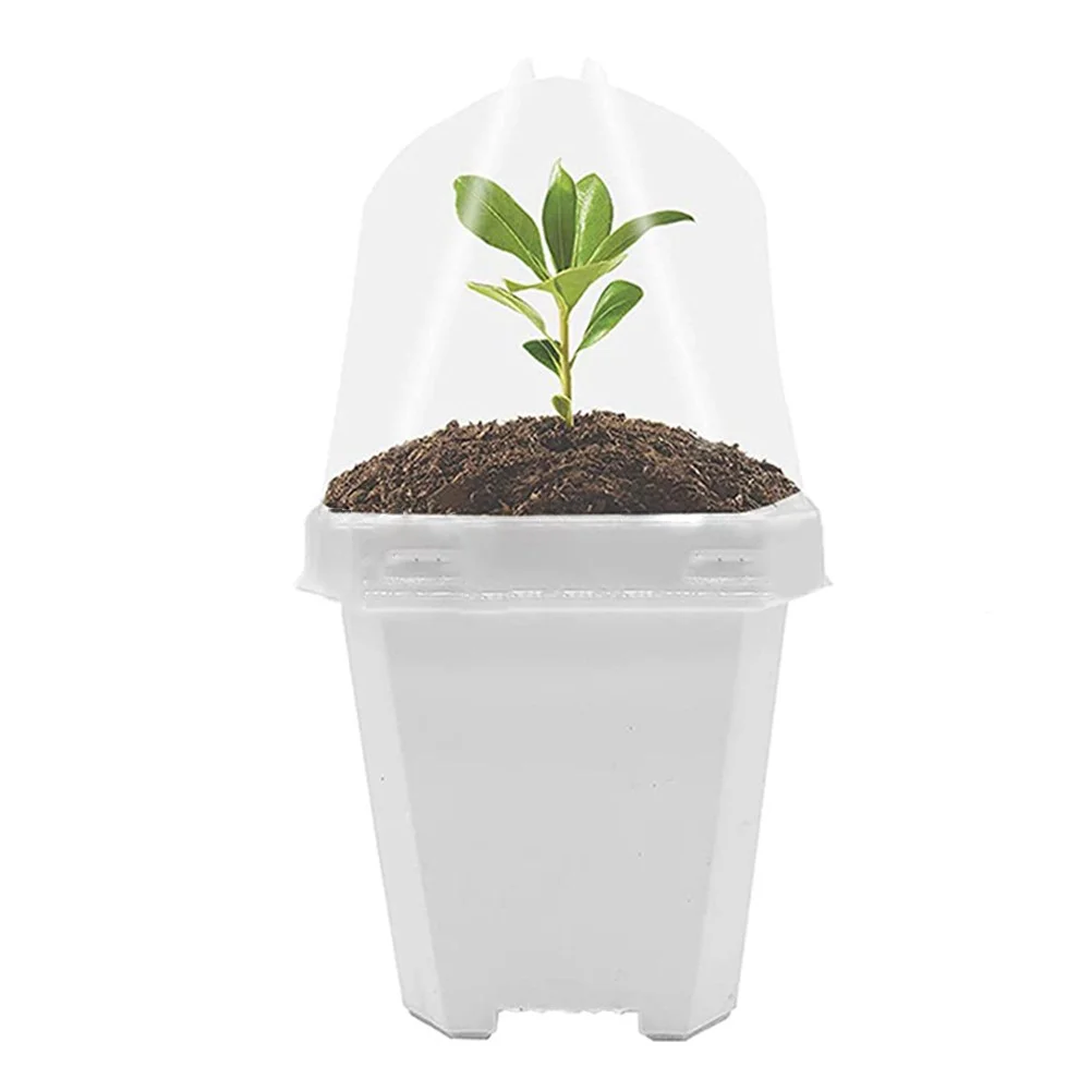 10 Pcs Plant Nursery Pots with Humidity Dome Small Plastic Square Flower Pot