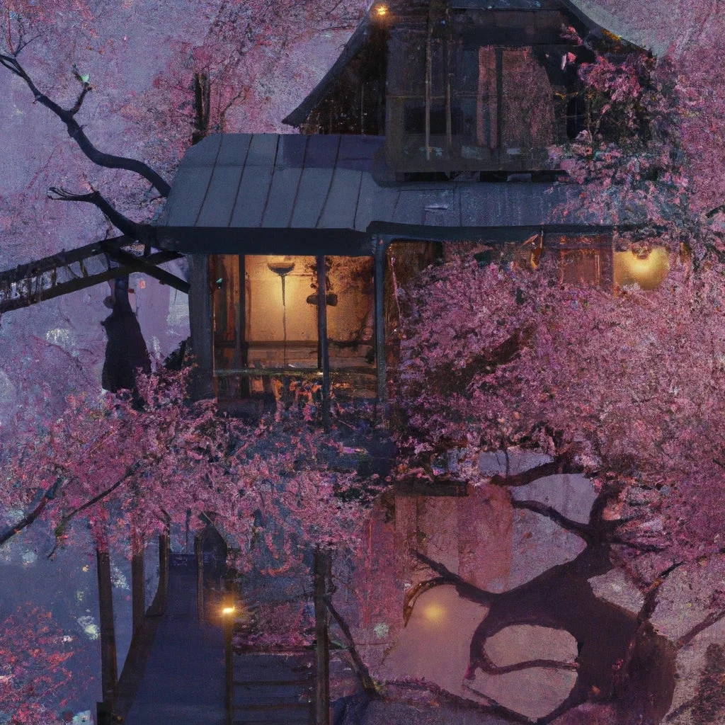 Cherry Blossom Tree House Painting - 12