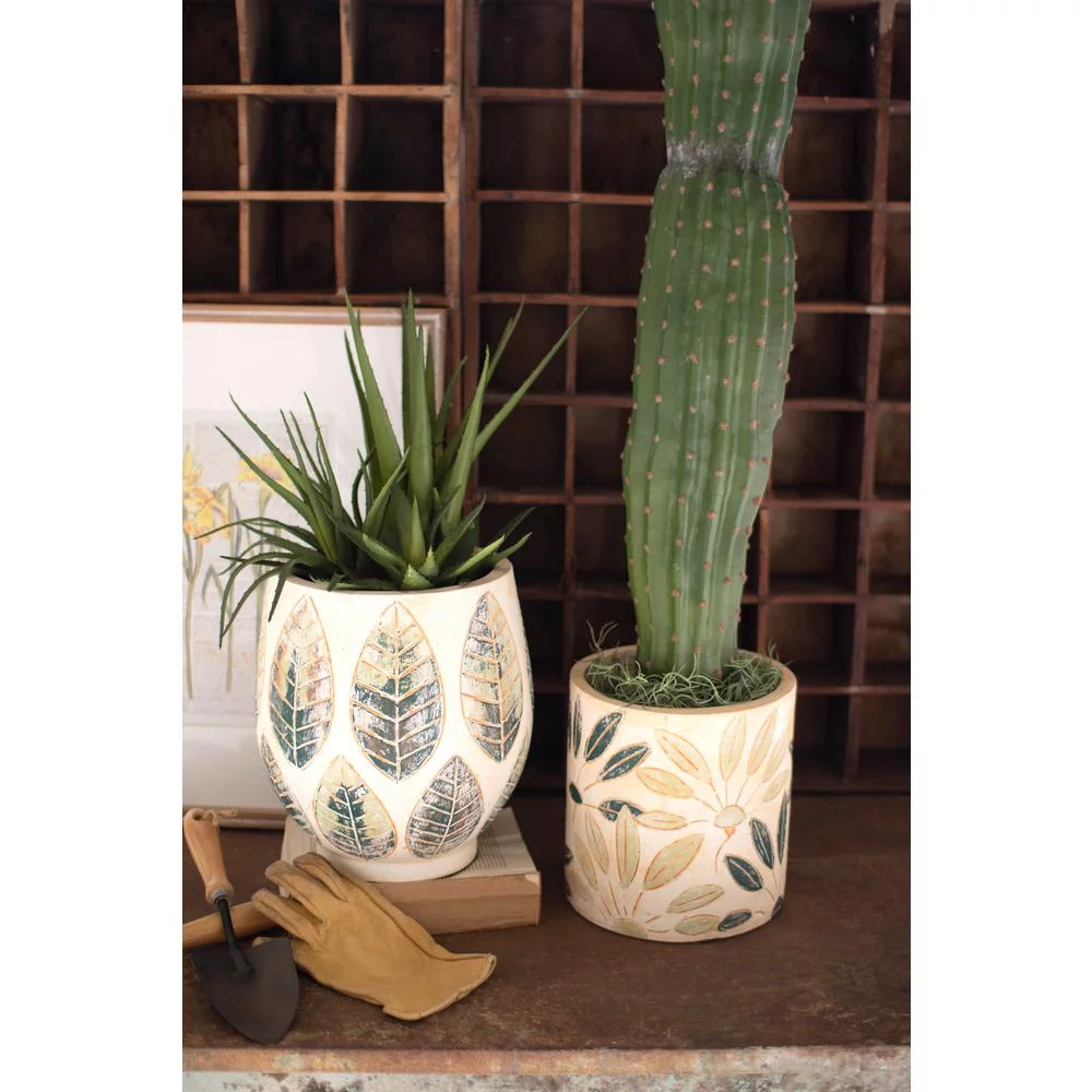 Kalalou Inc Terracotta Decorative Planter With Leaves 9