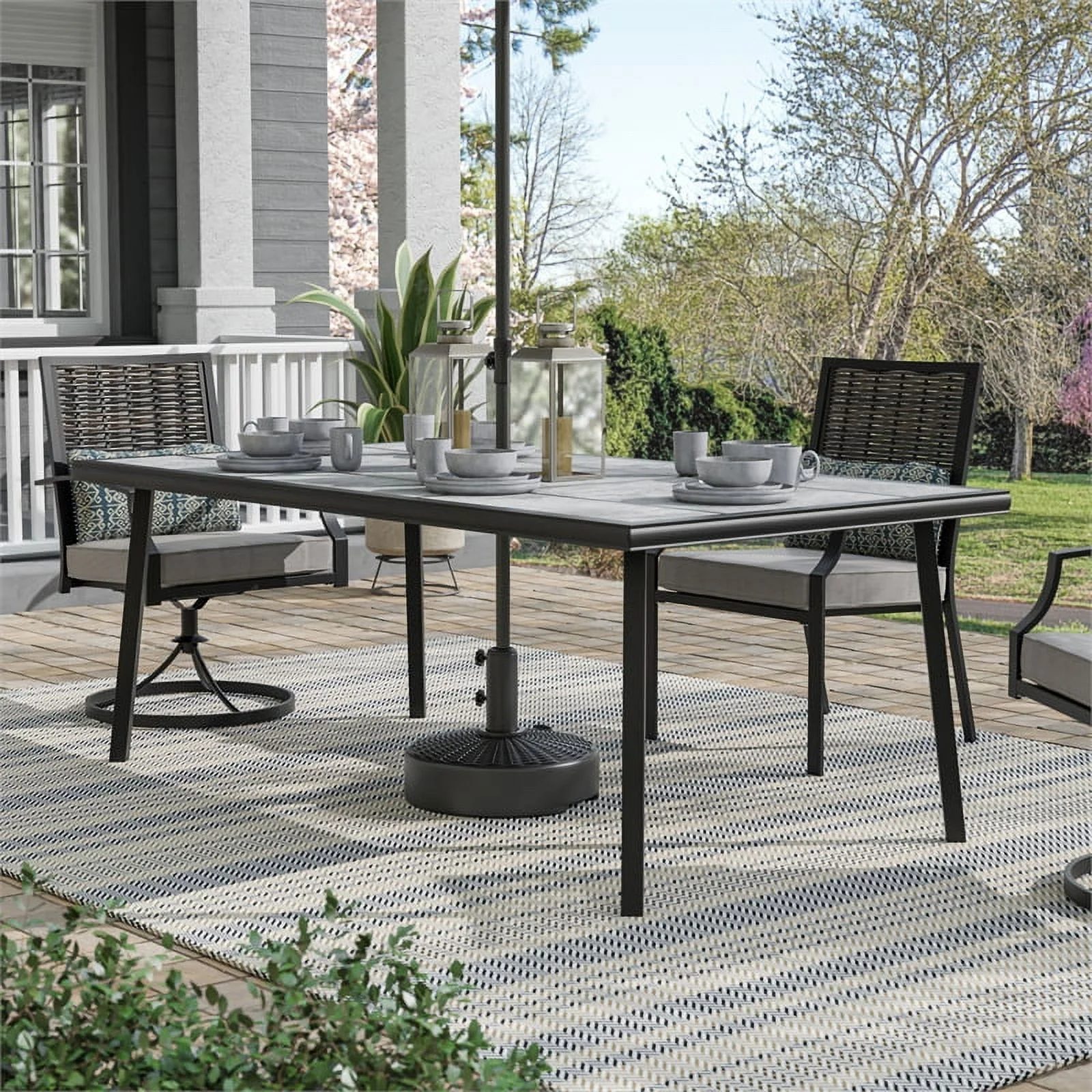 Greemotion Sintra 7-Piece Metal Outdoor Patio Dining Set in Black