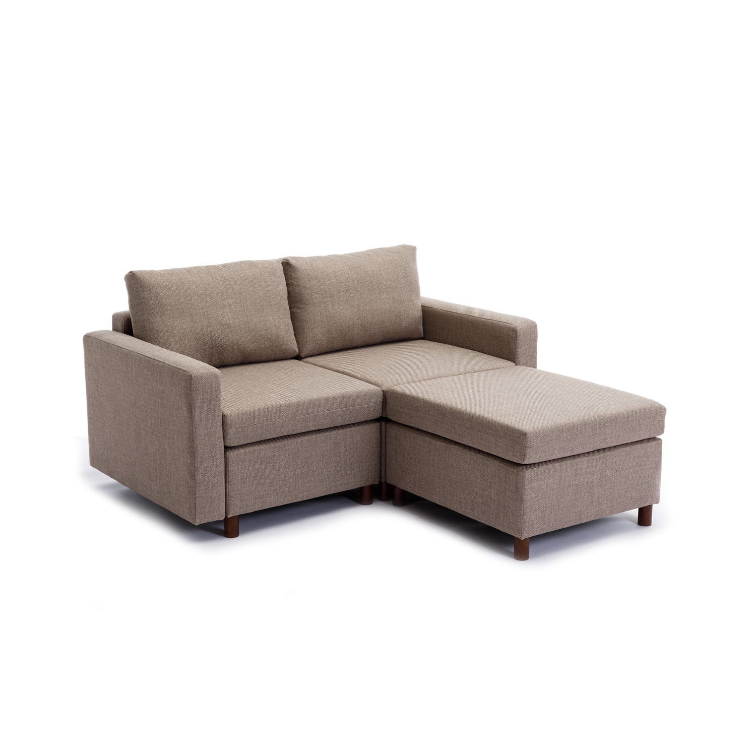 Brown Cozy Comfy Sectional Sofa Couch with Ottoman  Perfectly Designed for 2-Seat Living Room  Featuring Non-Washable Non-Removable Seat and Back Cushions  Ultimate Comfort and Relaxation