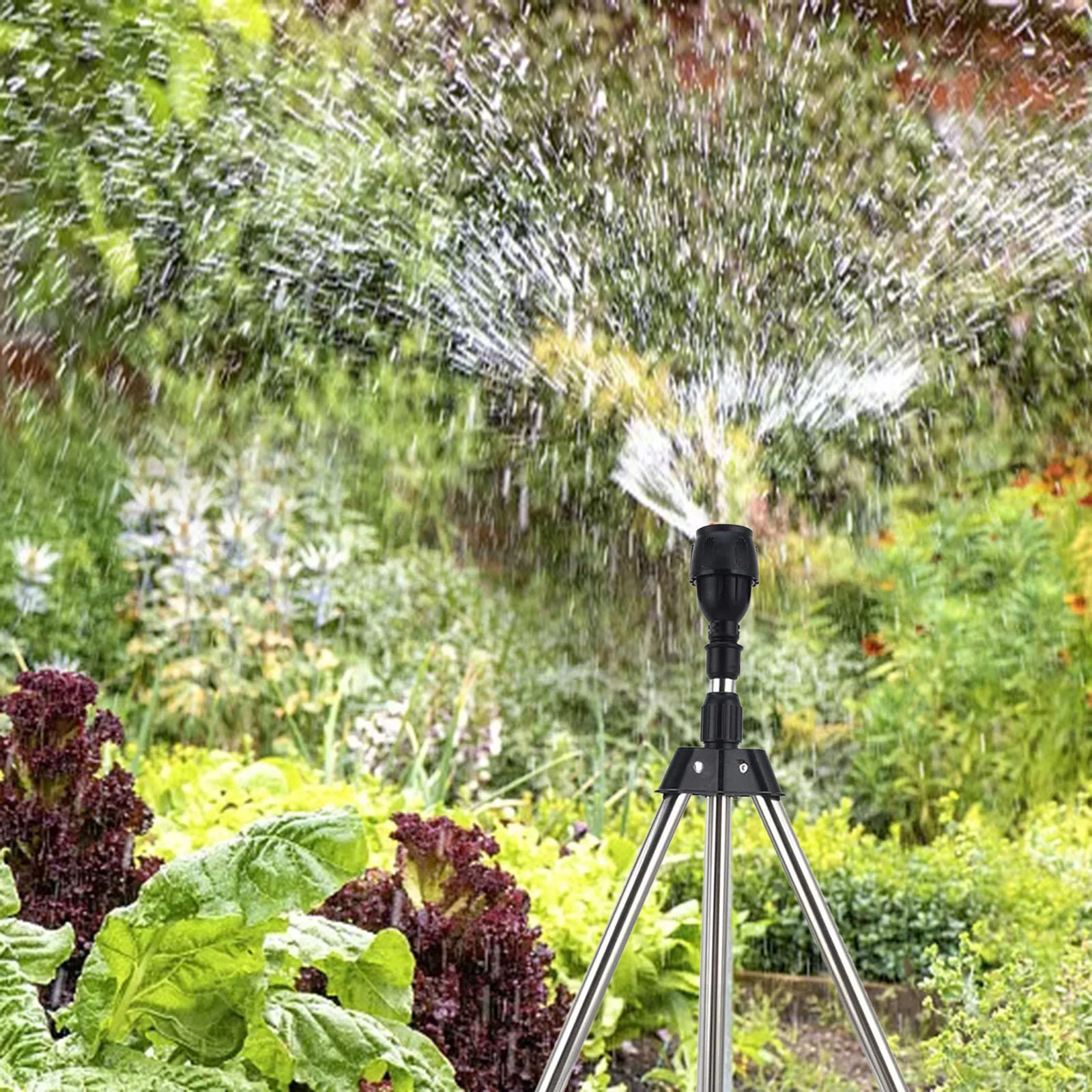 Bnnlsa Irrigation Supplies Rotating Tripod Sprinkler 360 Automatic Rotating Irrigation Watering Sprinklers Telescoping Tripod Sprinkler for Large Area Yard Garden Household Automatic Irriga