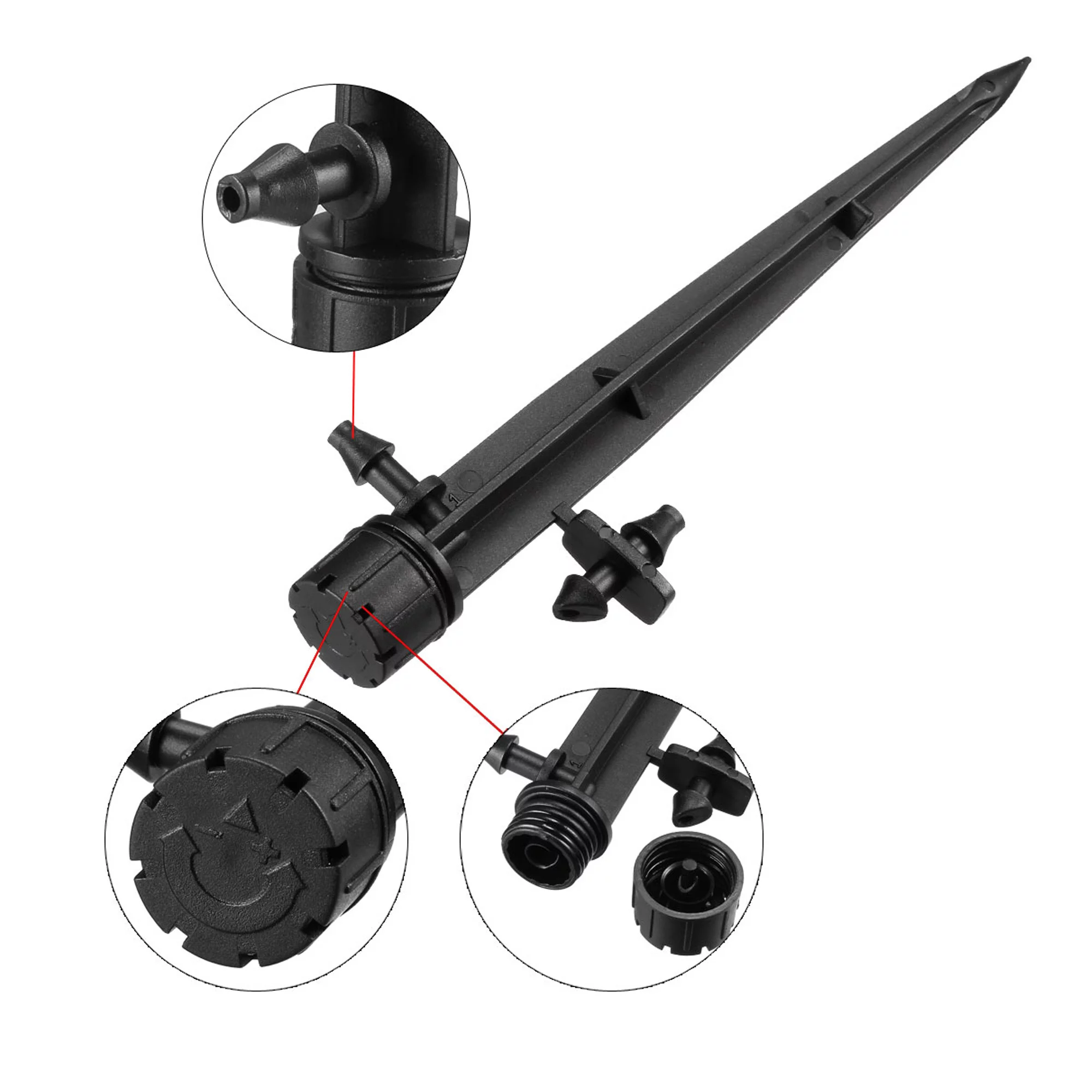 Uxcell 360 Degree Spray Dripper Micro Emitter Irrigation Watering System Plastic Black 5 Pcs