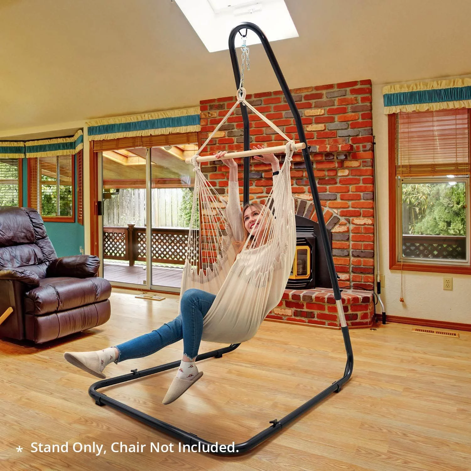 Adjustable Steel Hammock Stand for Hanging Pod, Chairs, Swings, Loungers, Perfect for Indoor Outdoor Patio, Deck, Yard