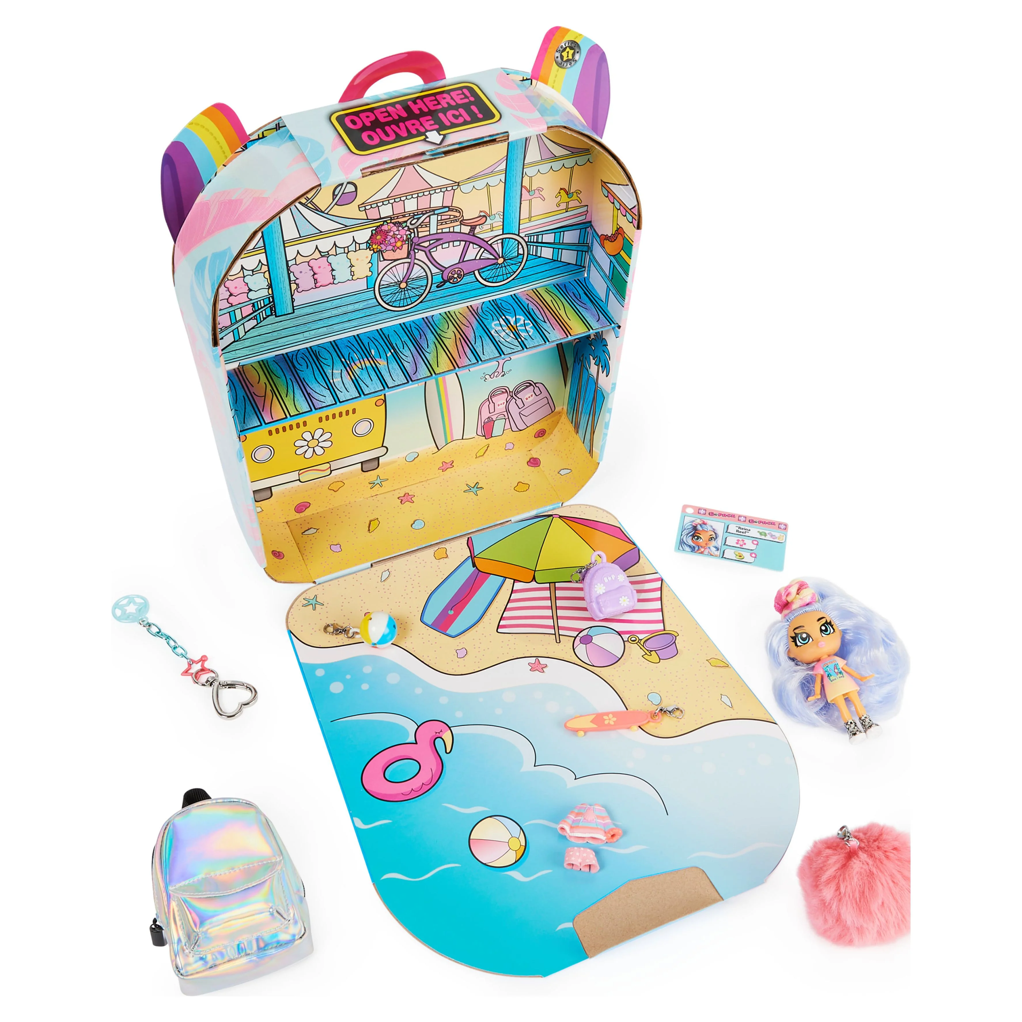 B Pack, Deluxe Reina Reef 3.5-inch Doll and Playset with 11 Surprises