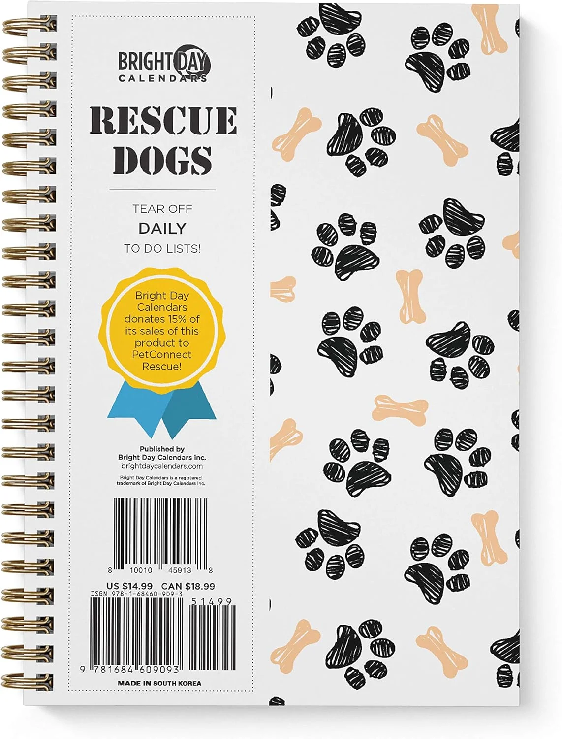 Bright Day Calendars to Do List Daily Task Checklist Planner Time Management Notebook by Bright Day Non Dated Flex Cover Spiral Organizer 8.25 x 6.25 (Rescue Dogs)
