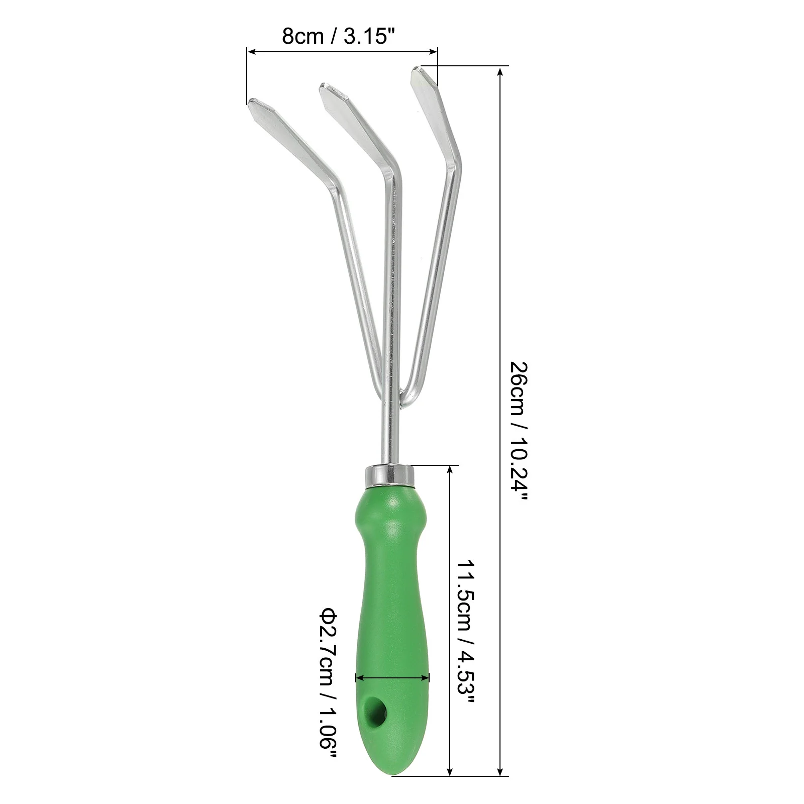 Uxcell Hand Cultivator, Stainless Steel Patio Gardening Tool Hand Weeding Digging Tool, Green