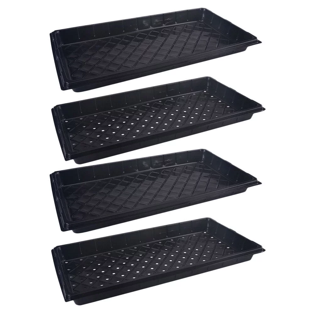 Eease 4pcs Plastic Plant Saucer Tray for Garden Seedlings (Black)