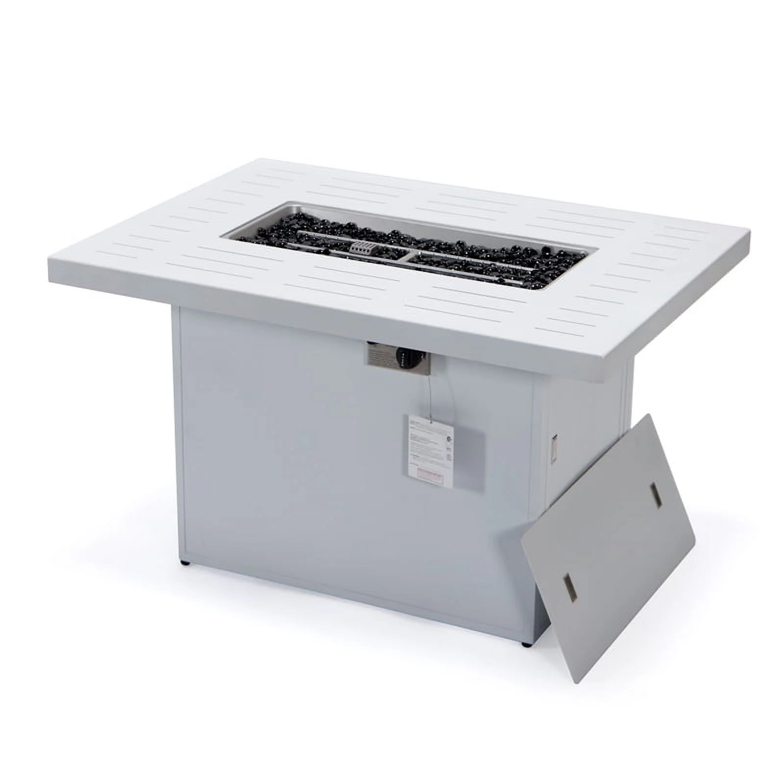 Afuera Living Patio Aluminum Propane Fire Pit Table in White