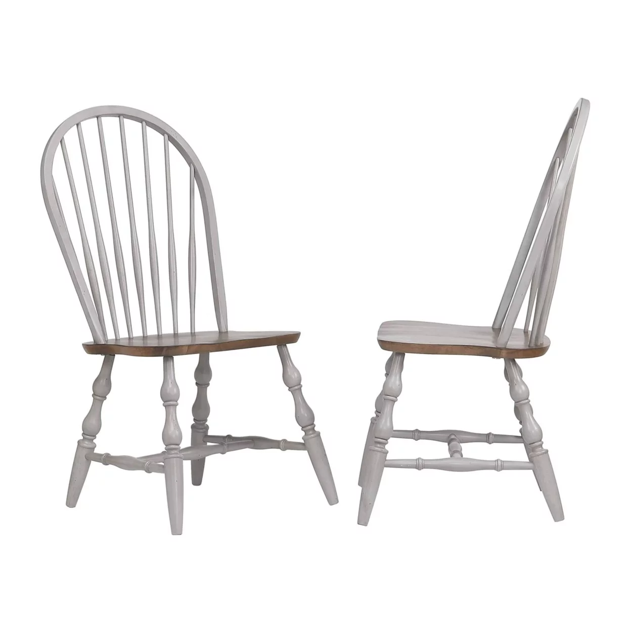 Distressed Light Gray And Nutmeg Brown Side Chair (Set Of 2)