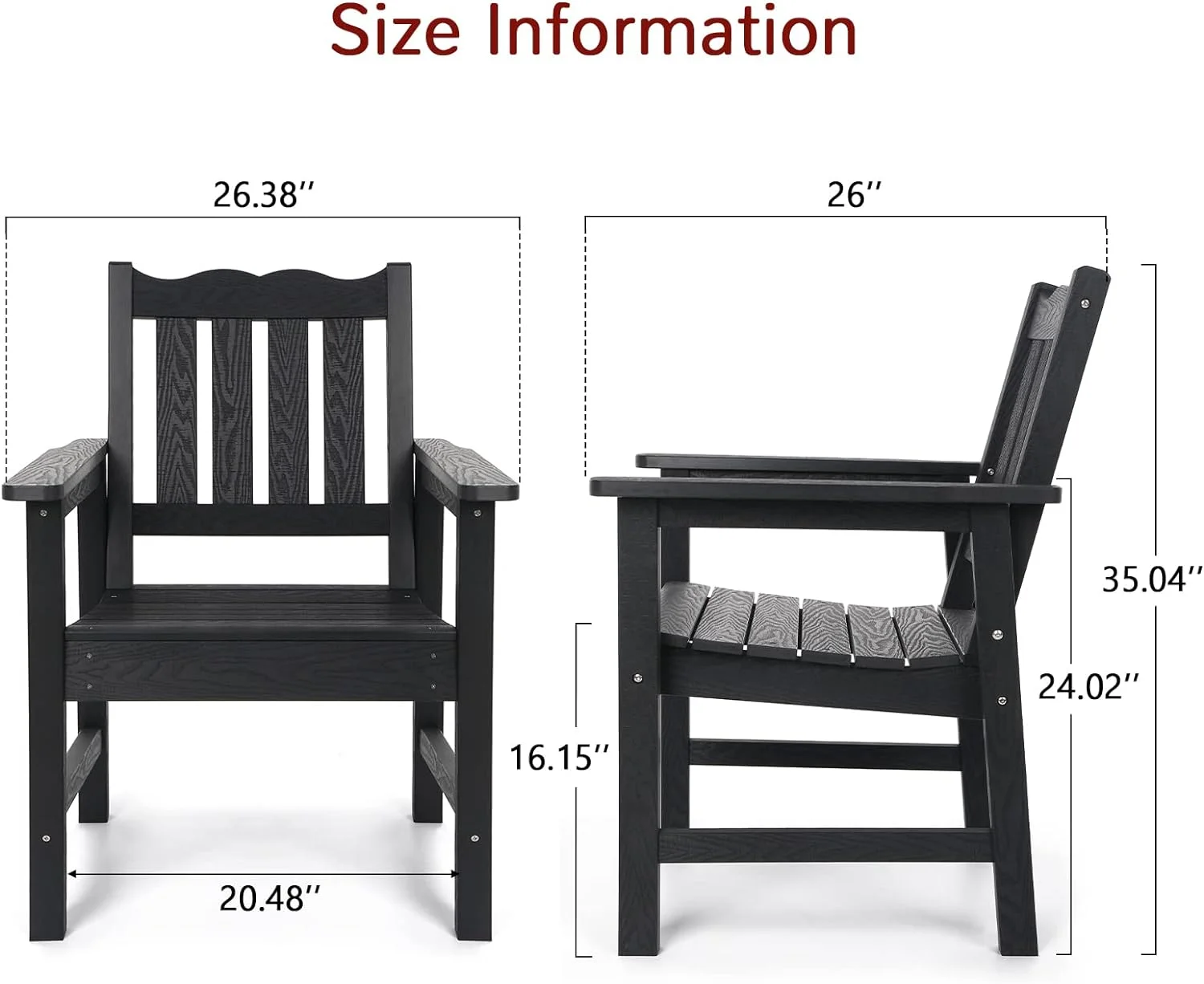3 Piece Patio Bistro Set, All-Weather Garden Chairs Set of 2 with Table, 400 lbs Support Garden Chair, Black