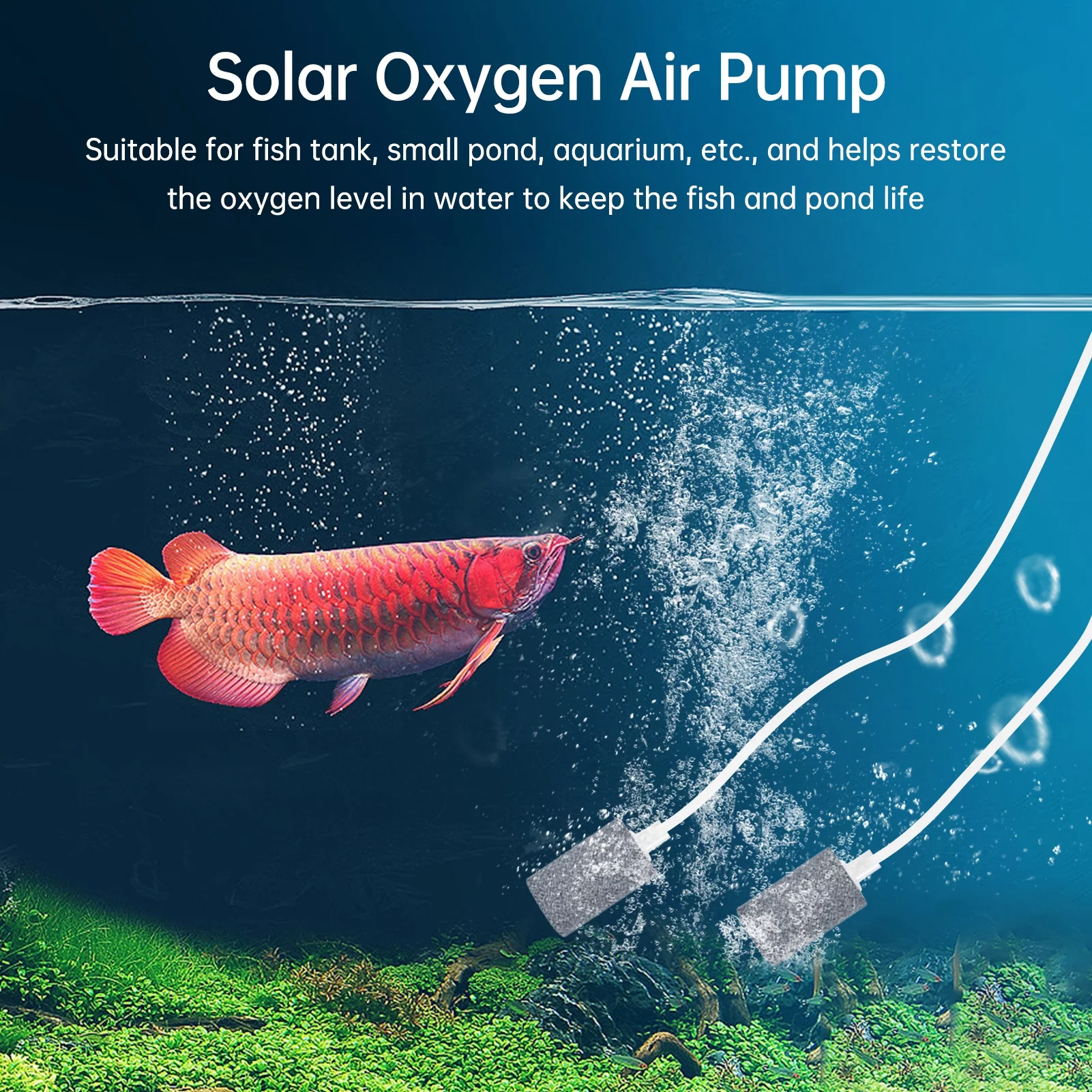 Anself Solar Powered Air Pump Kit for Aquarium Fish  Oxygenator Aerator Solar Air Pump with 3W 5V Solar Panel Pipe 2 Air Bubble Stones
