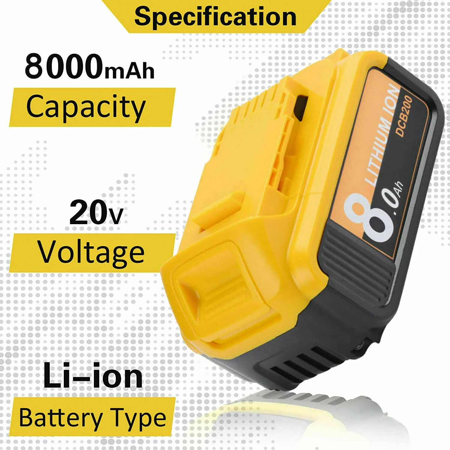 New For DeWalt 20V 20 Volt Max XR 8.0AH Lithium Ion Battery DCB206-2 DCB205-2