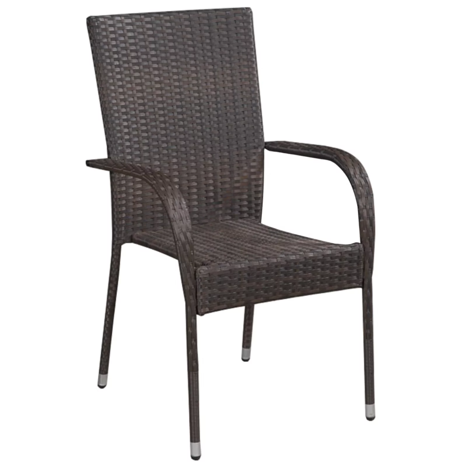 Suzicca Stackable  Chairs 4 pcs Poly Rattan Brown