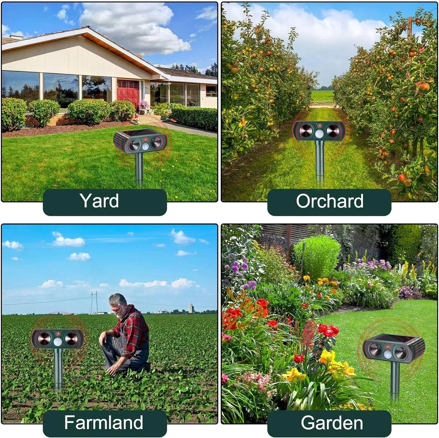 Animal Repeller Outdoor Cat Repellent with Motion Sensor Waterproof  For Garden Yard Farm 3Pack