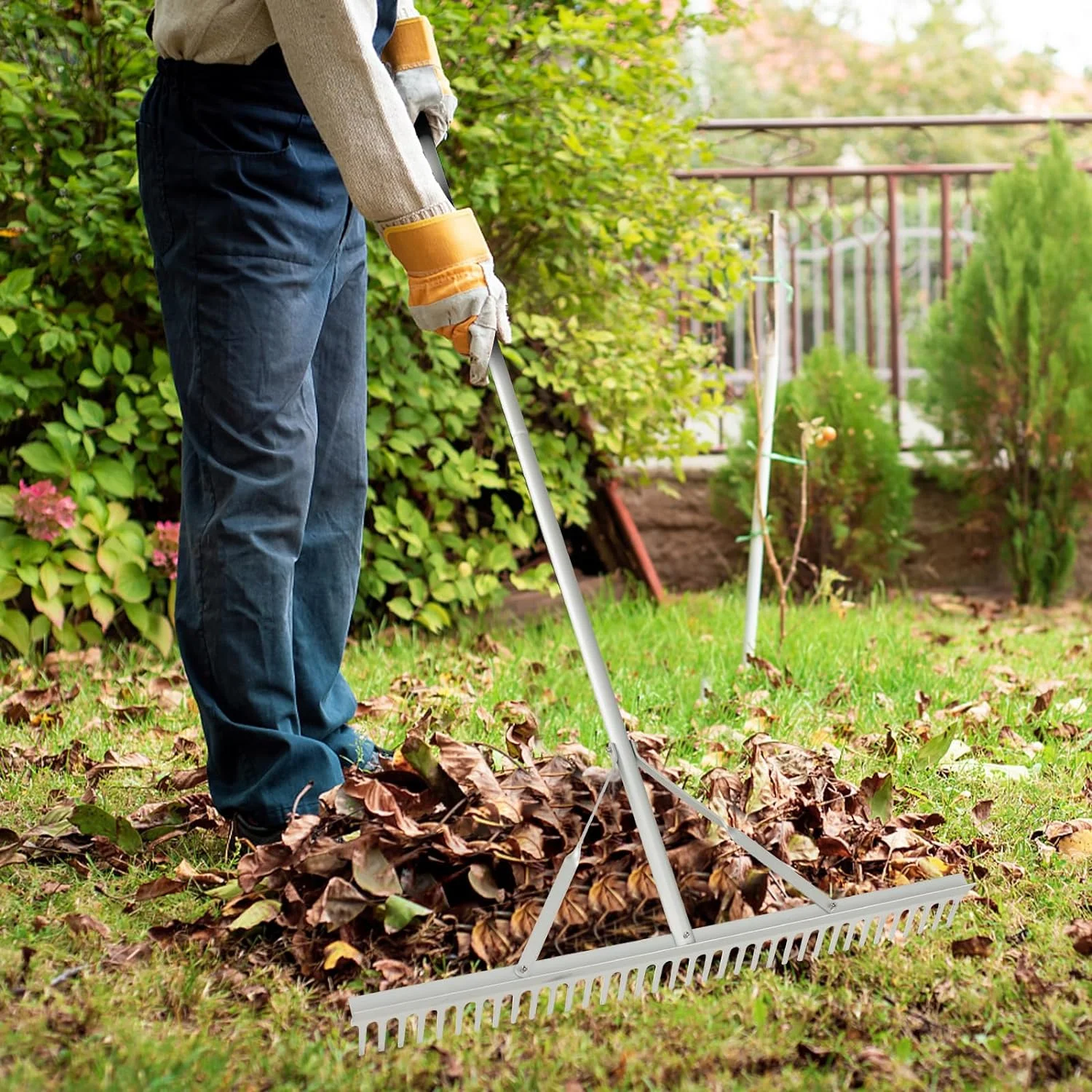Landscape Rake 36 Inch, Aluminum Rake Head w/36 Tines and 68