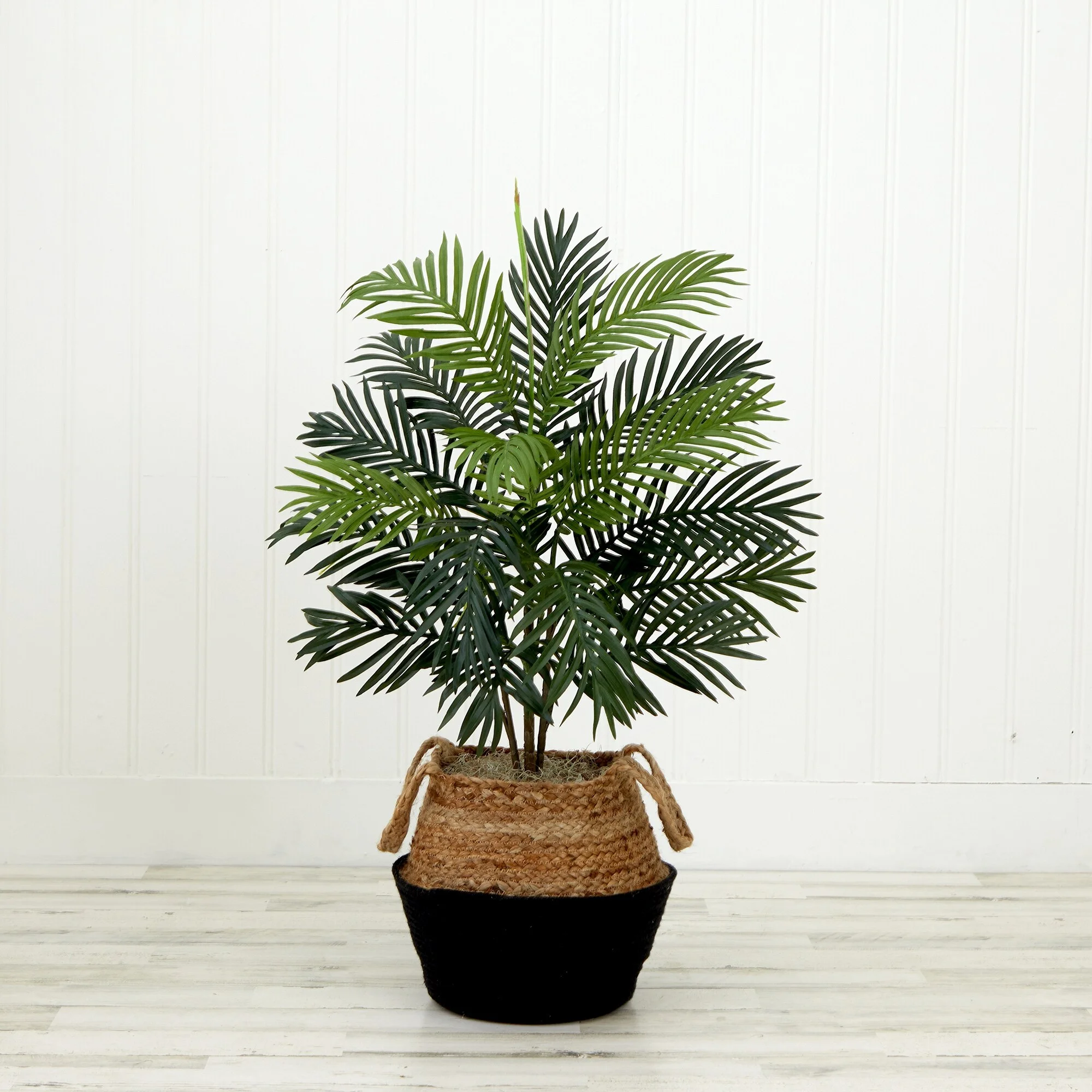 Nearly Natural 3' Artificial Areca Palm Tree with  Handmade Jute & Cotton Basket DIY KIT