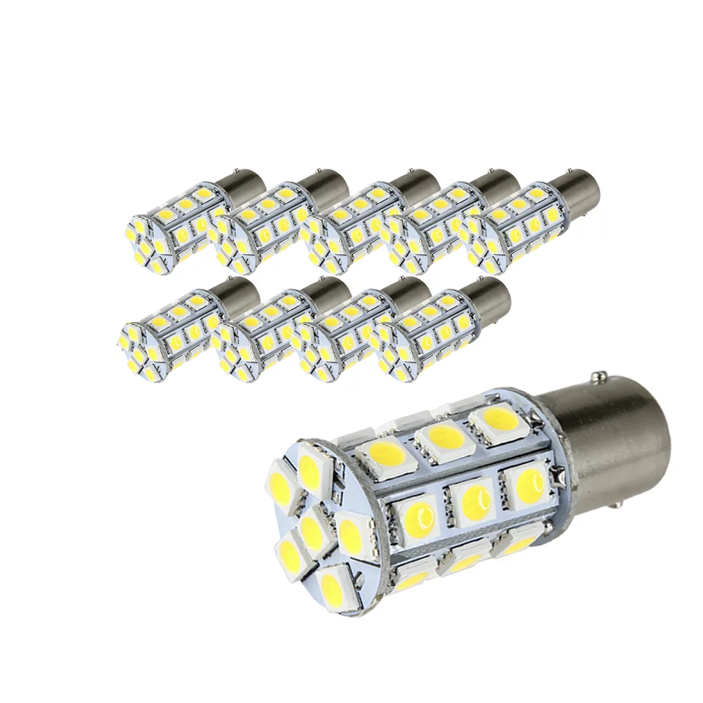 10X White 27 SMD LED 1156 1141 1003 RV Camper Trailer Interior Light Bulbs