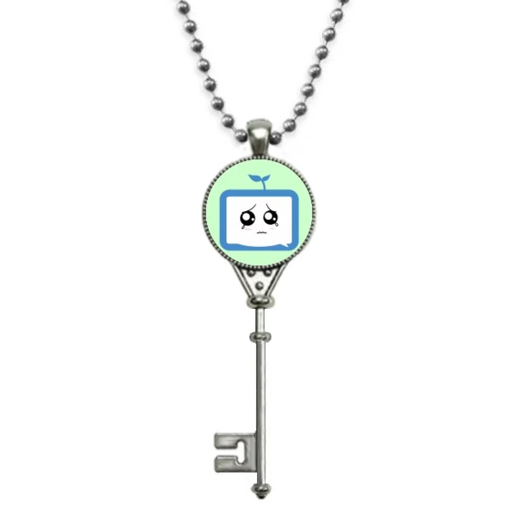 Saplings Injustice Small TV Face Original Pendant Vintage Necklace Silver Key Jewelry