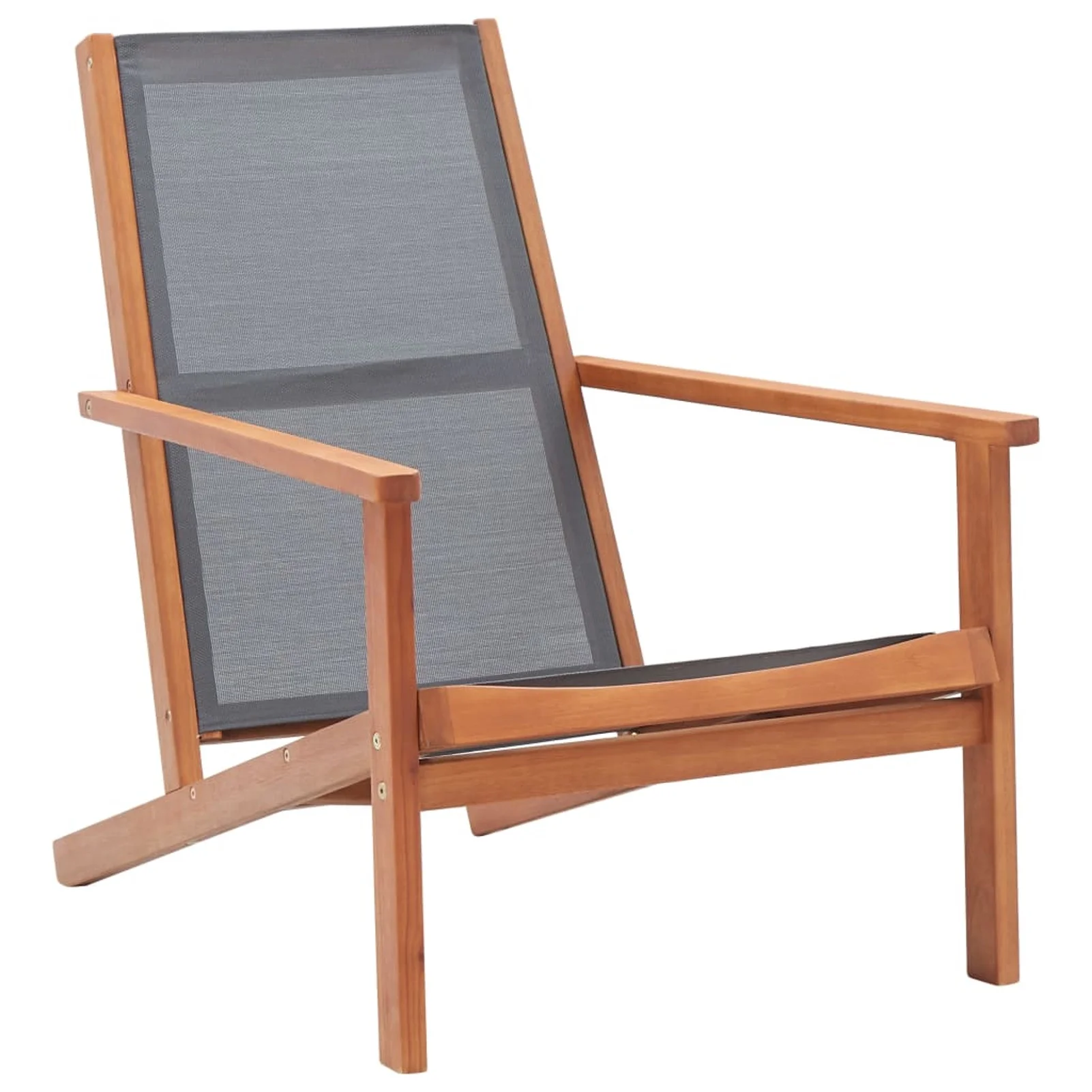 Dcenta Patio  Chair Eucalyptus Wood and Gray Textilene Garden Chairs for Balcony, Backyard,  Indoor Furniture 25.2 x 36.2 x 32.7 Inches (W x D x H)