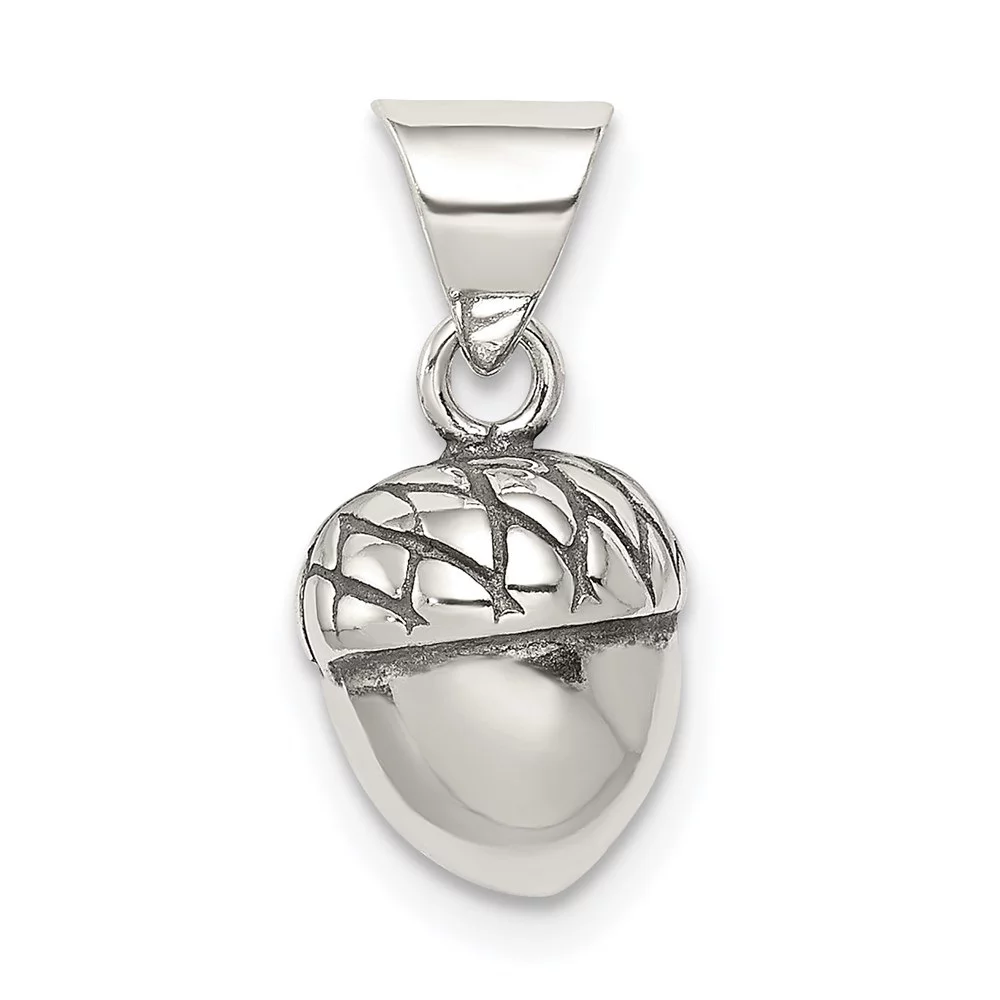 Auriga Fine Jewelry 925 Sterling Silver Acorn Pendant for Women(L- 10mm, W- 9mm)