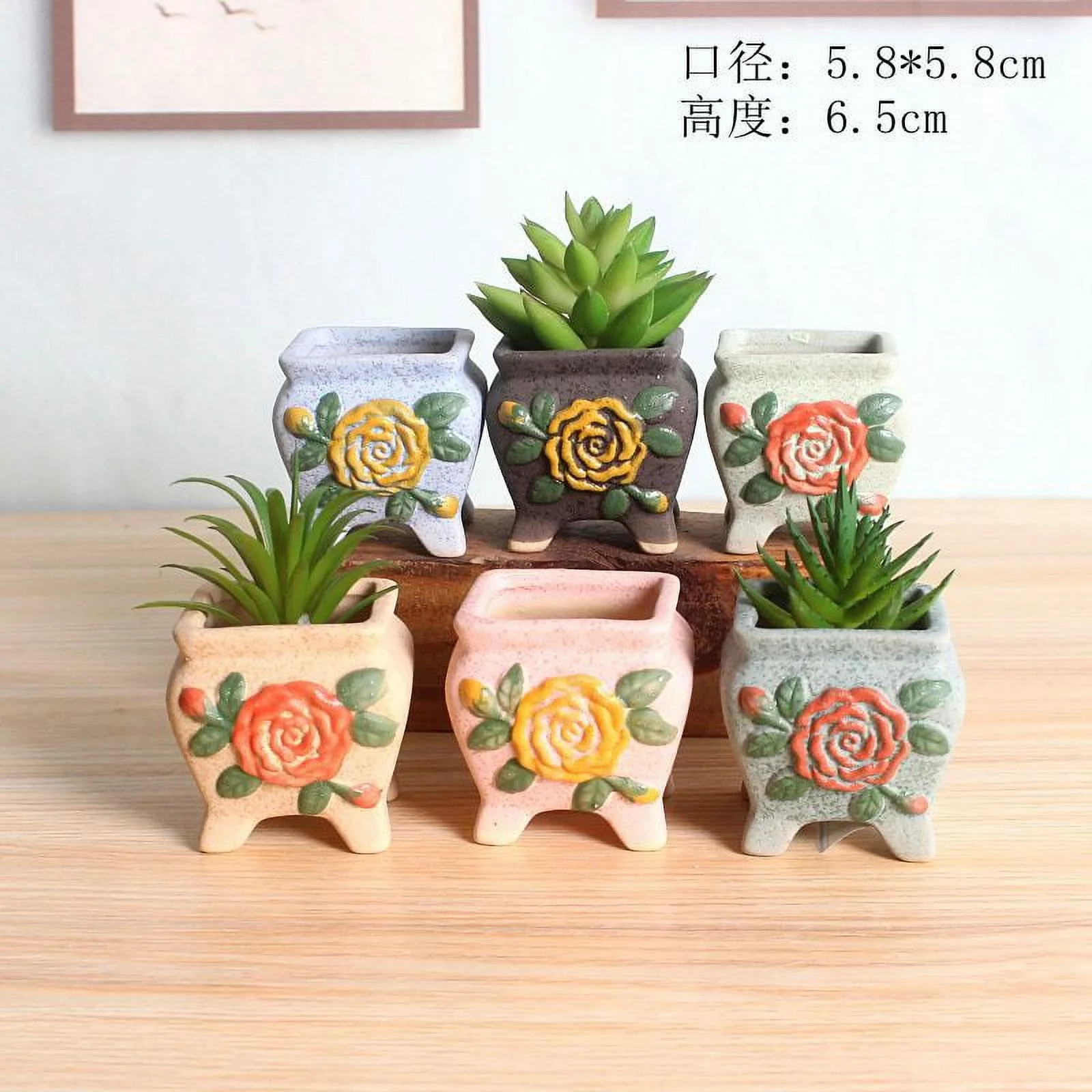 Ceramic Succulent Planter - Thumb Pot, Hand-Painted Mini Succulent Planter