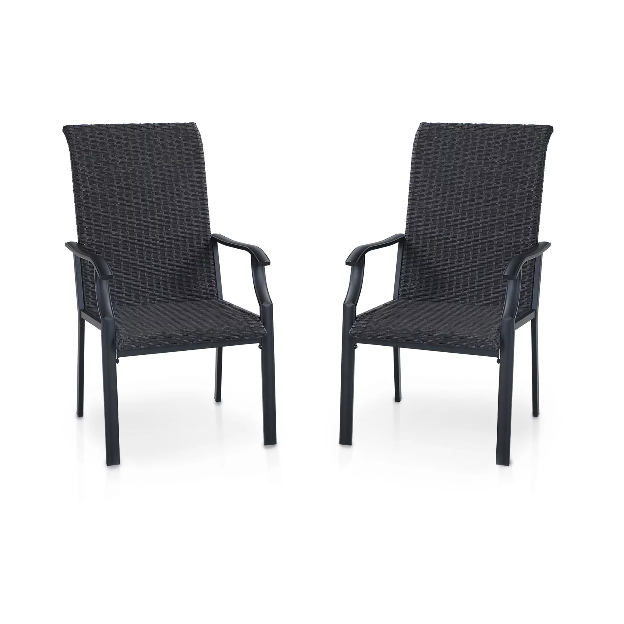 Sophia & William Outdoor Patio 2-Piece PE Rattan Dining Chairs Brown