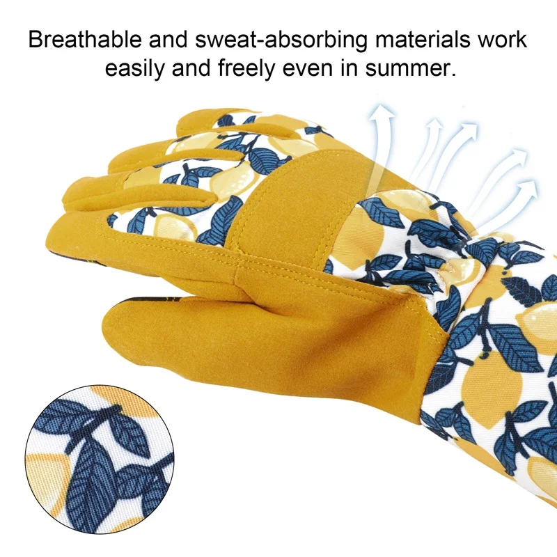 Qweryboo Gardening Gloves for Women Rose Pruning Thorn Proof Breathable Touchscreen Long Forearm Protection Garden Gloves(Yellow)