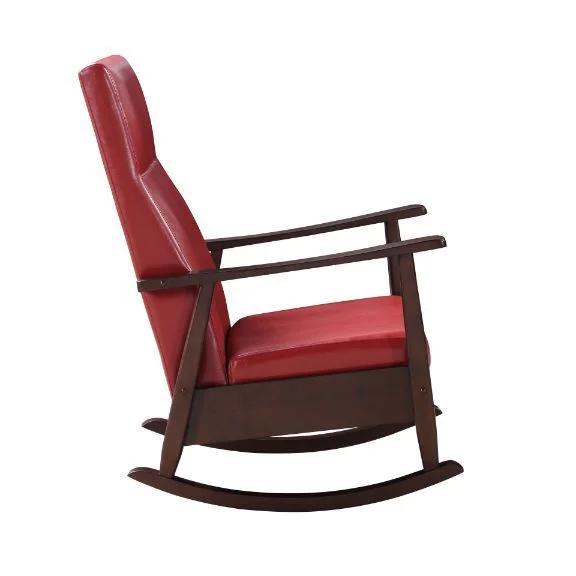 ZJbiubiuHome Raina Rocking Chair  Red PU & Espresso Finish 59931