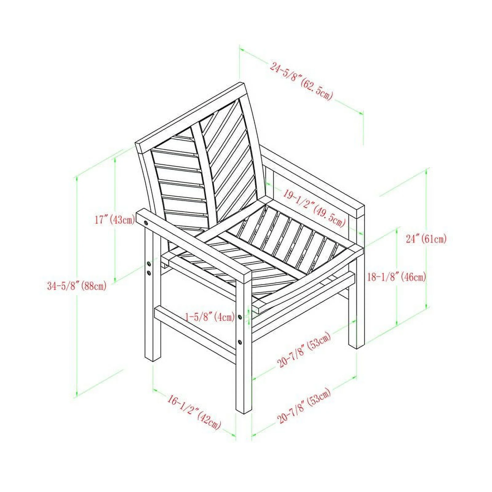 Afuera Living Vincent Solid Wood Patio Chair in White Wash (Set of 2)