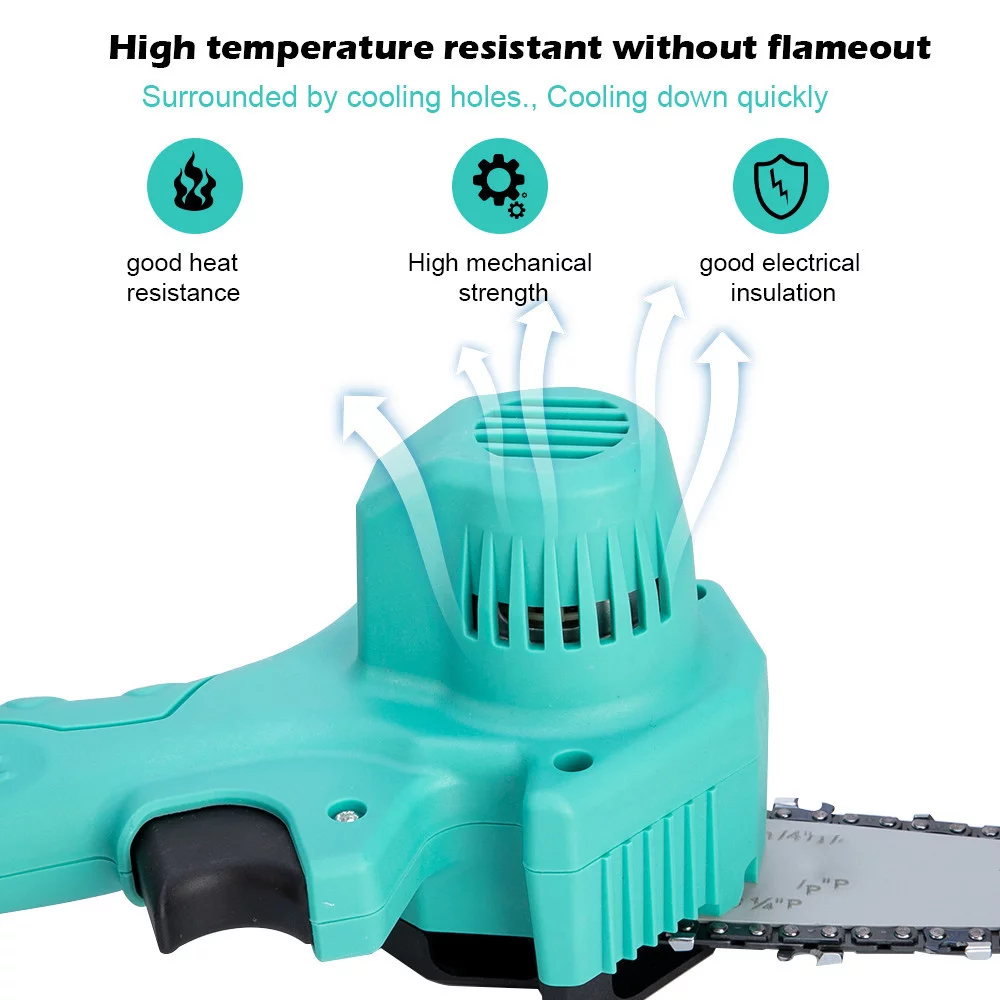 4-Inch Cordless Electric Protable Chainsaw One-Hand, Pruning Shears Chainsaw for Tree Branch Wood Cutting, Black