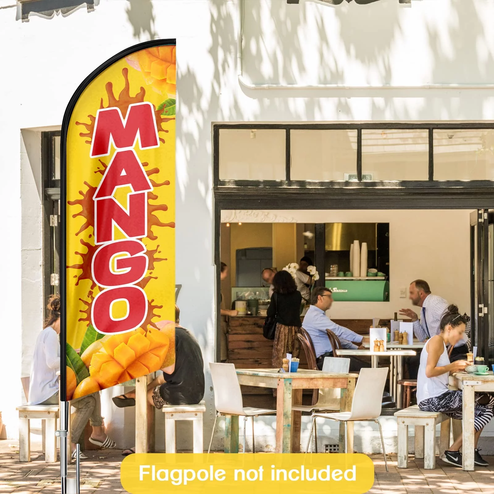 QSUM Mango Drink Themed Swooper Flag, 8FT Mango Drink Advertising Feather Flag,Mango Drink Banner Signs for Businesses and Storefronts(Flagpole NOT Included)
