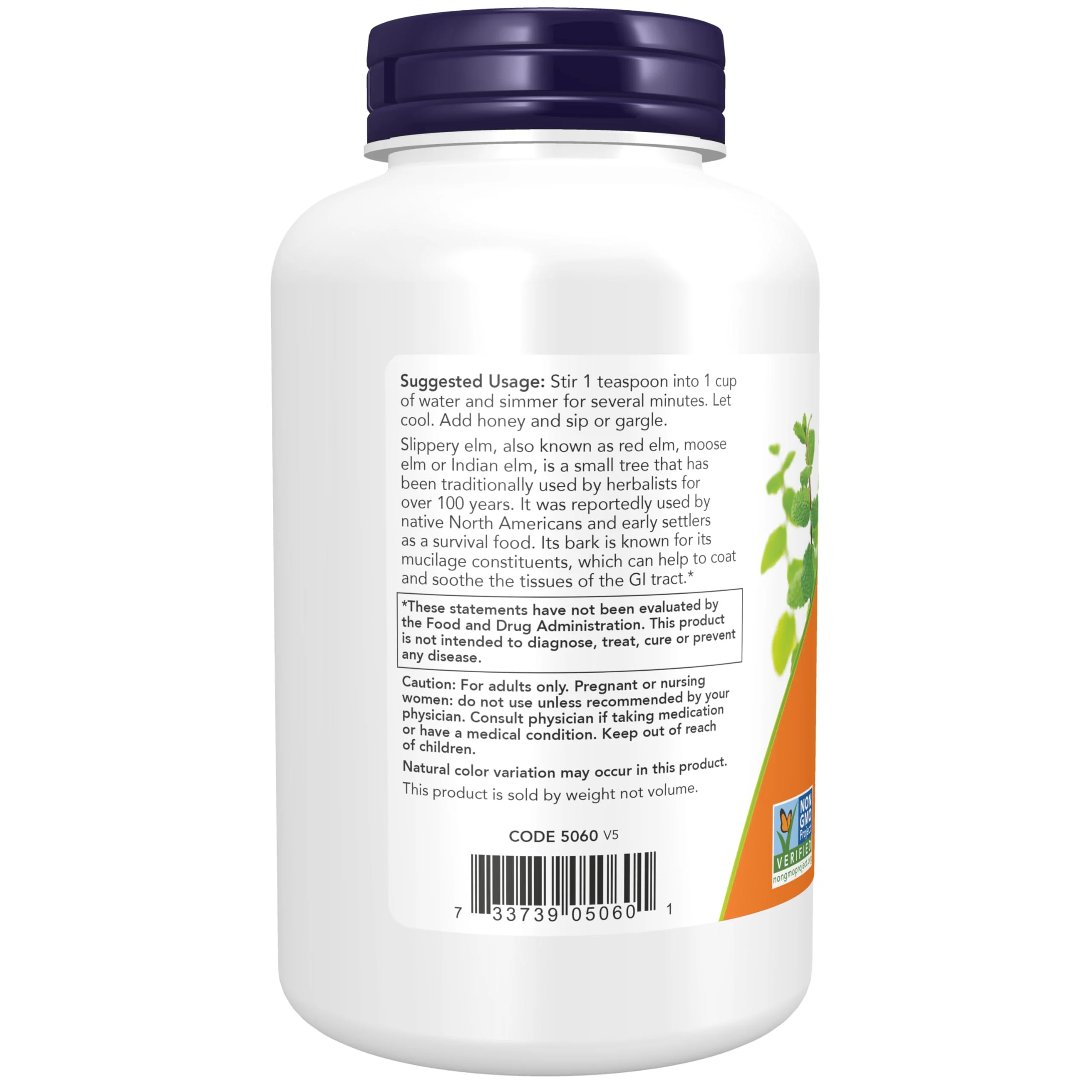 Now Supplements, Slippery Elm Powder (Ulmus Rubra), Non-Gmo Project Verified, Herbal Supplement, 4-Ounce