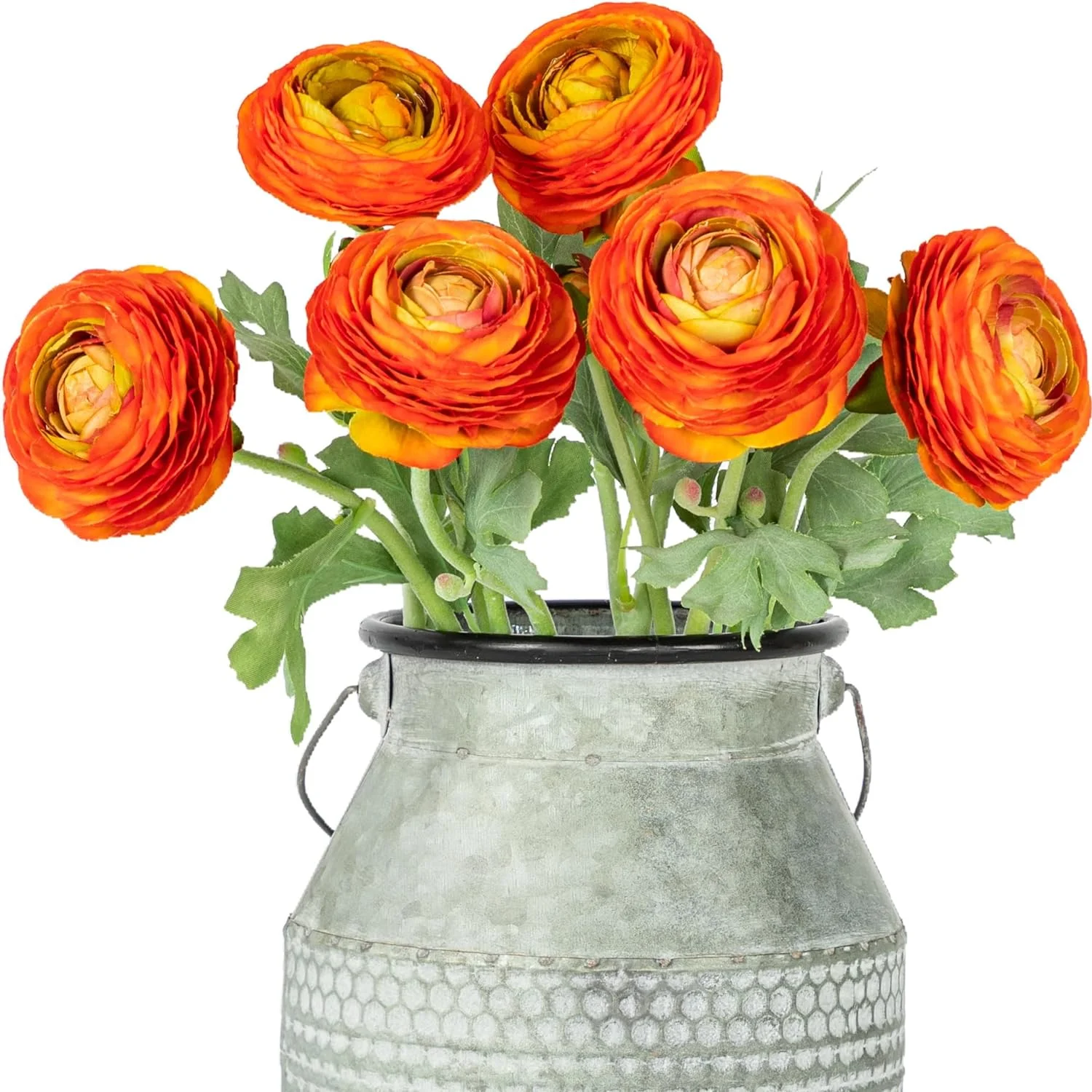 Nvzi Artificial Ranunculus Flowers with Real Touch Stem, Silk Ranunculus Flowers(6 Pack) (Orange)