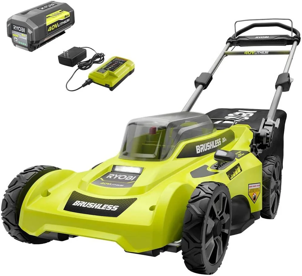 Ryobi Cordless Push Lawn Mower 20 in. 40-Volt with Whisper-Quiet Design