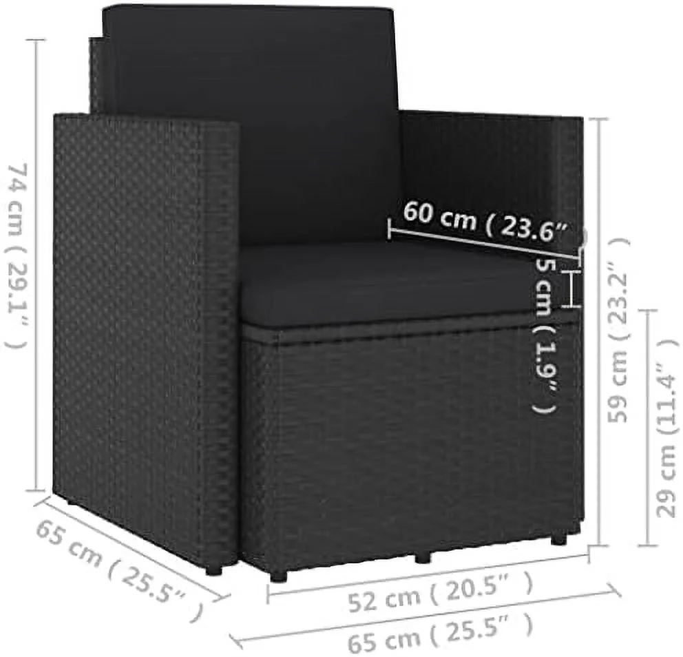 ASDRFYU Patio Chair with Cushions Outdoor Patio  Outdoor Couch Modern Style Chair  Bedroom Reading Chair   Balcony Chairs for Patio Garden Yards  Poly Rattan Black