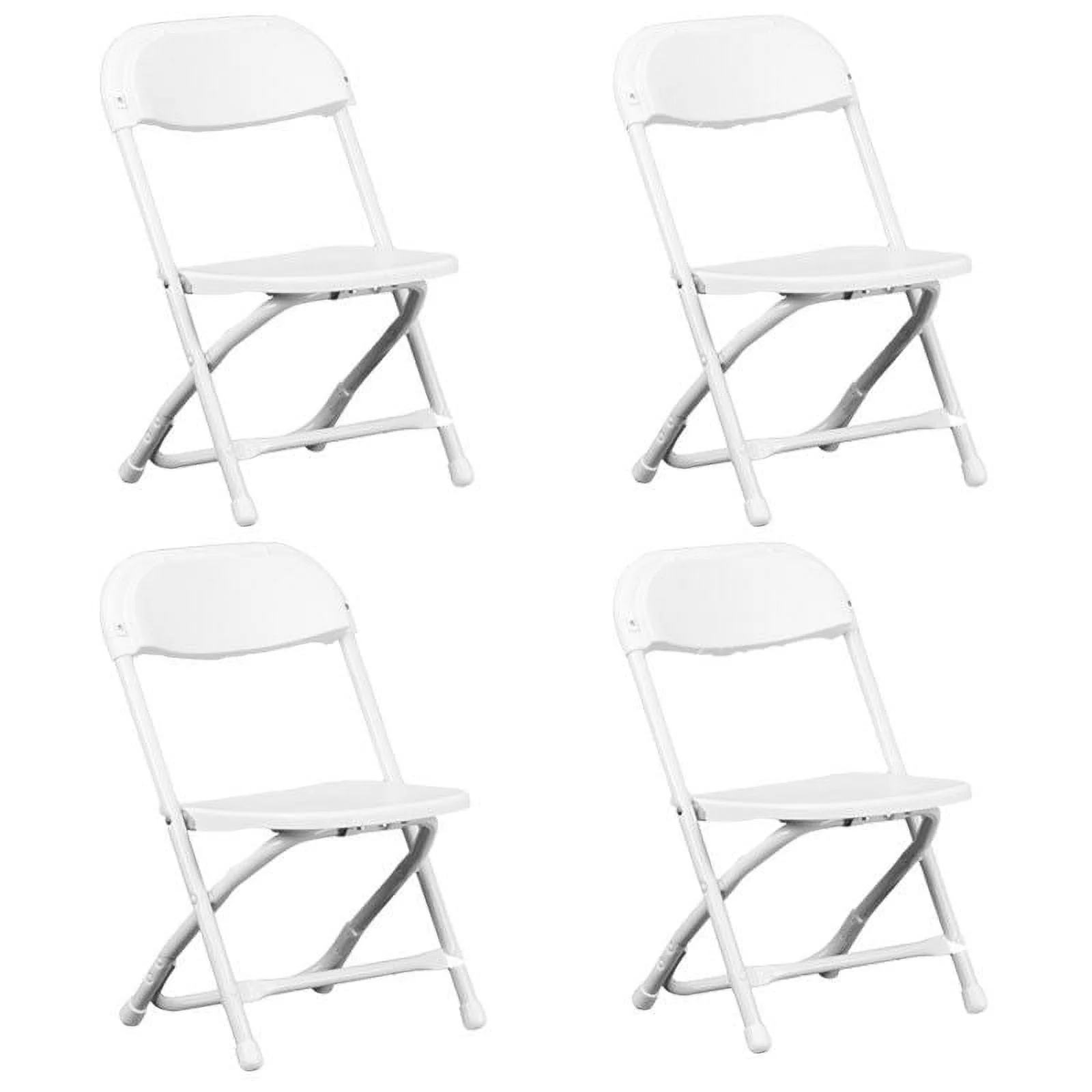 TentandTable Kids Size Plastic Folding Chairs, White, 4 Pack