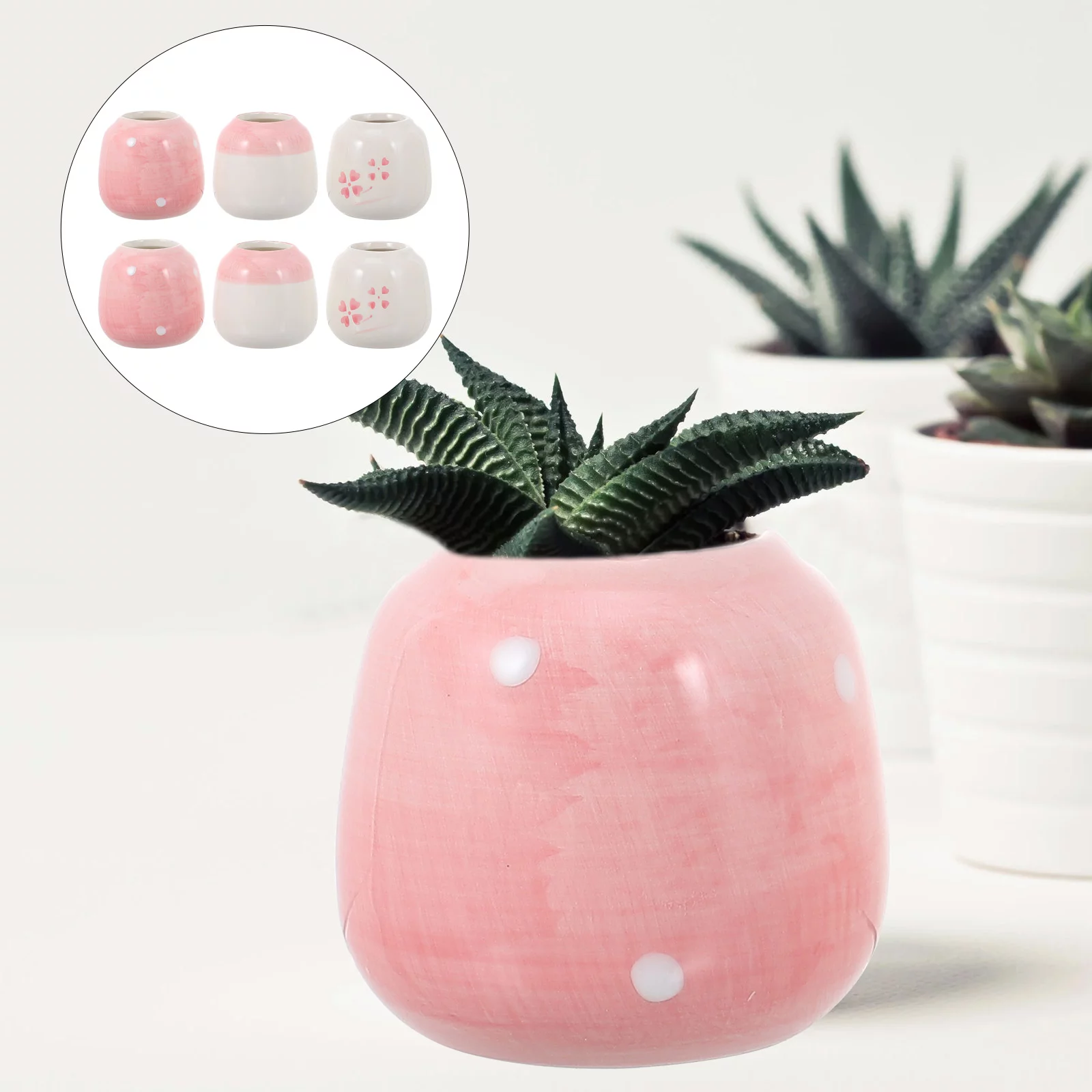 6 Pcs Ceramic Flower Pot Creative Hand-painted Flower Pot Gardening Succulent Holder