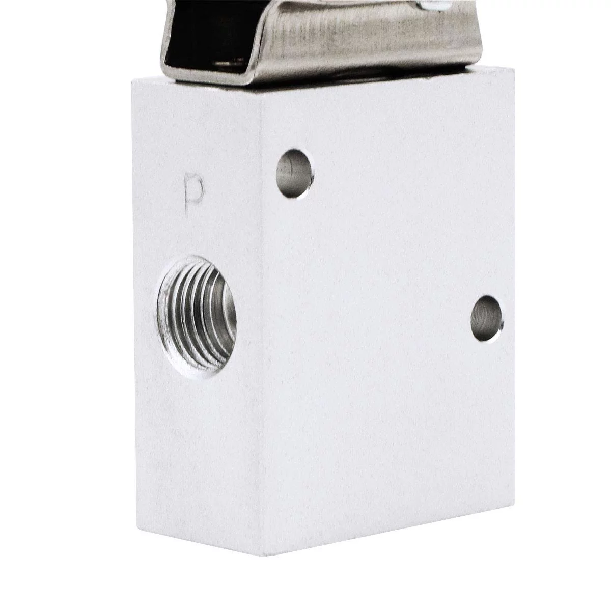 U.S. Solid 1/4in Pneumatic Control Mechanical Valve with Green Momentary Push Button