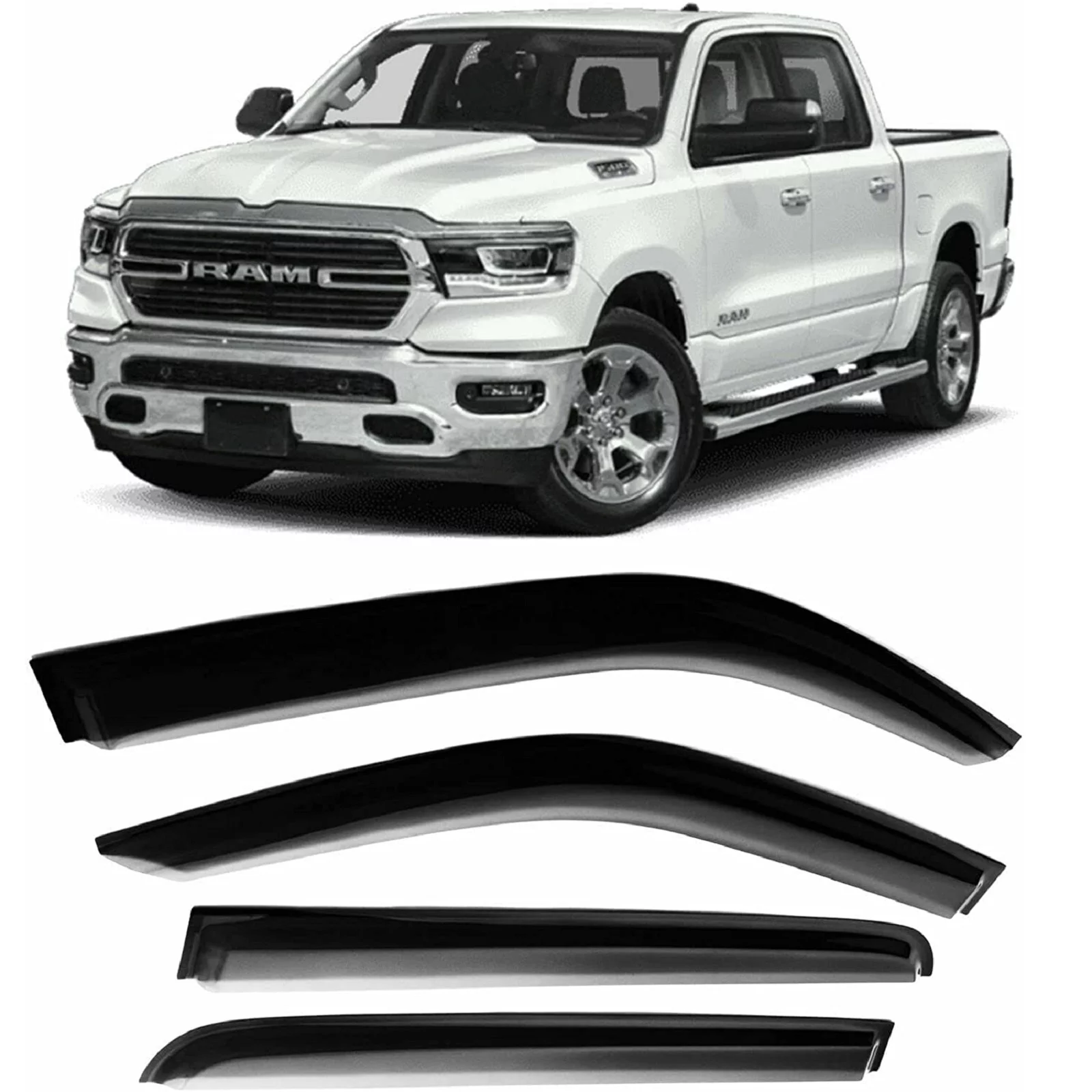 JSP Window Vent Visor For Dodge RAM Crew Cab 2019-2022 Rain Guard Deflector