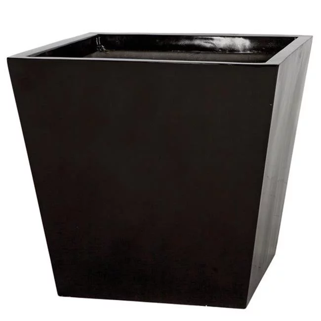 23 in. Square Planter, Gloss Black
